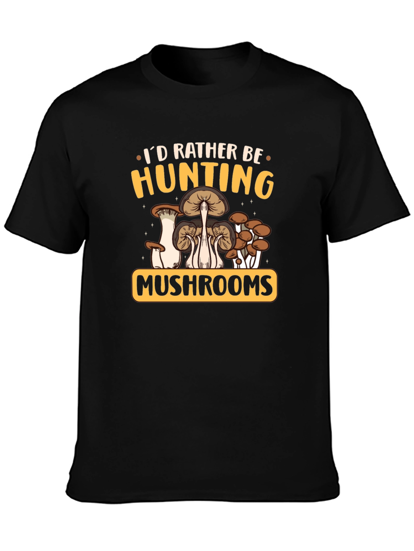 Black Mushroom Hunting Graphic Tee view 3
