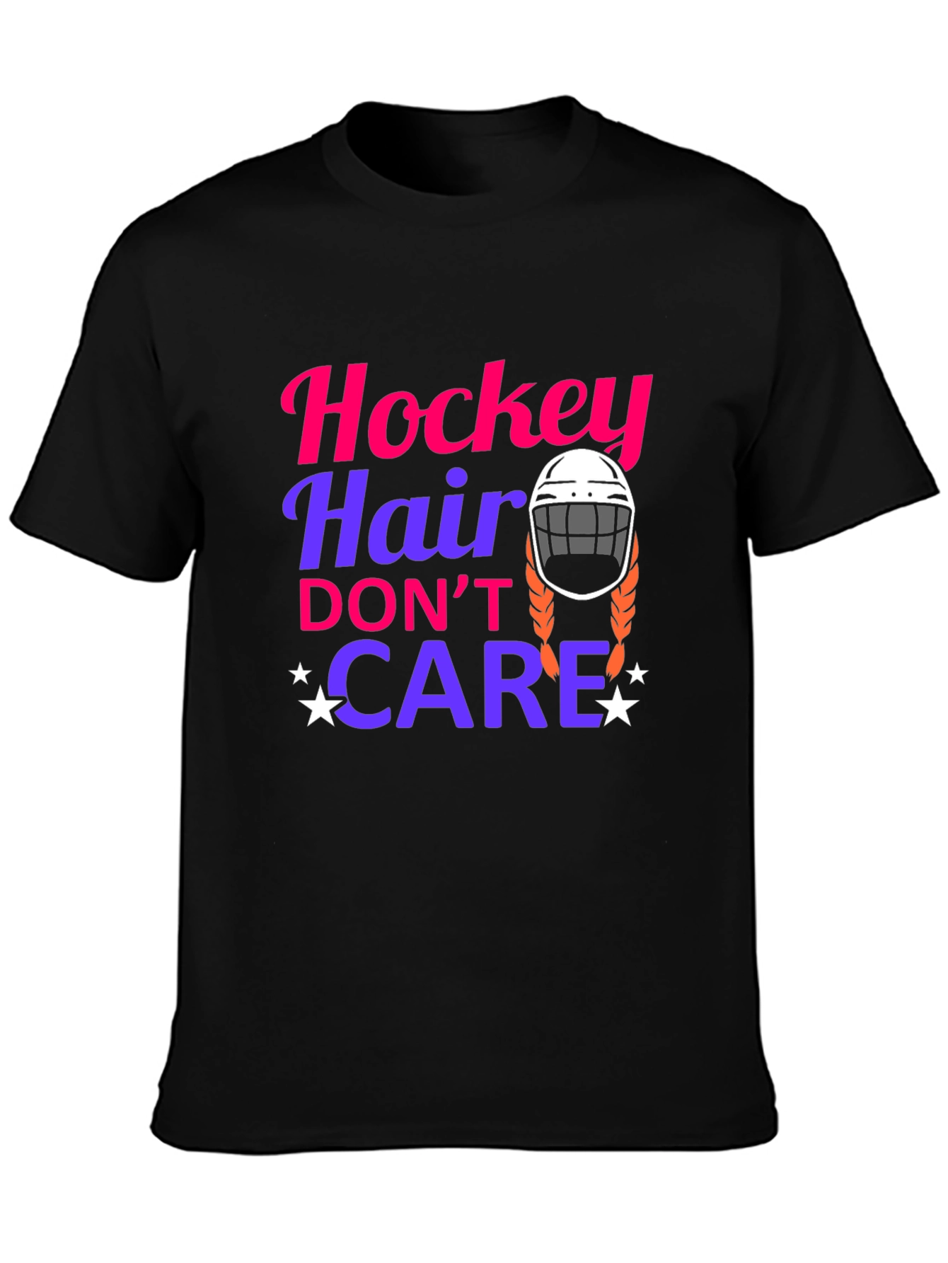 Black Hockey Hair Don't Care Graphic Tee view 3