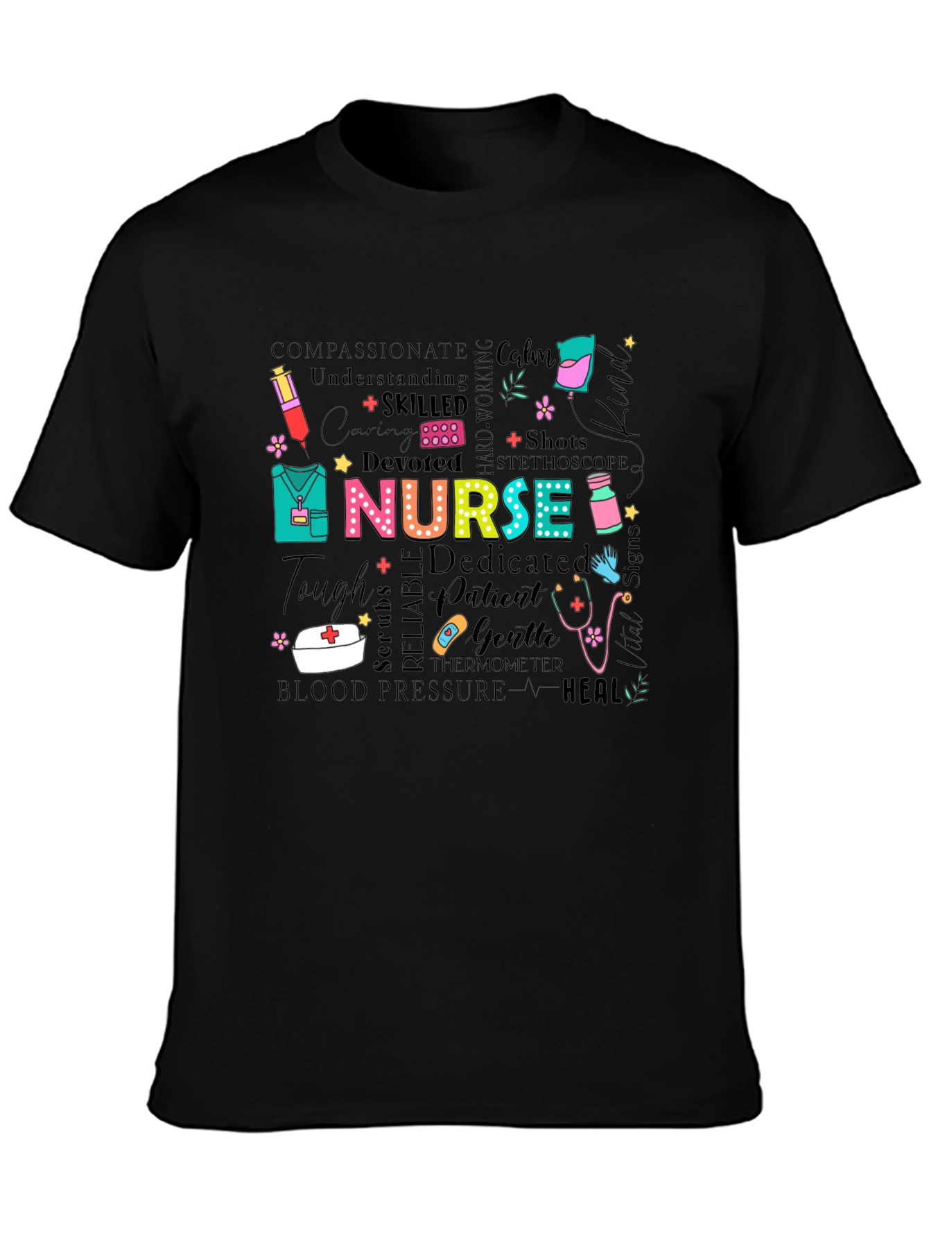 Black Nurse Graphic T-Shirt - Medical Professional Apparel view 3