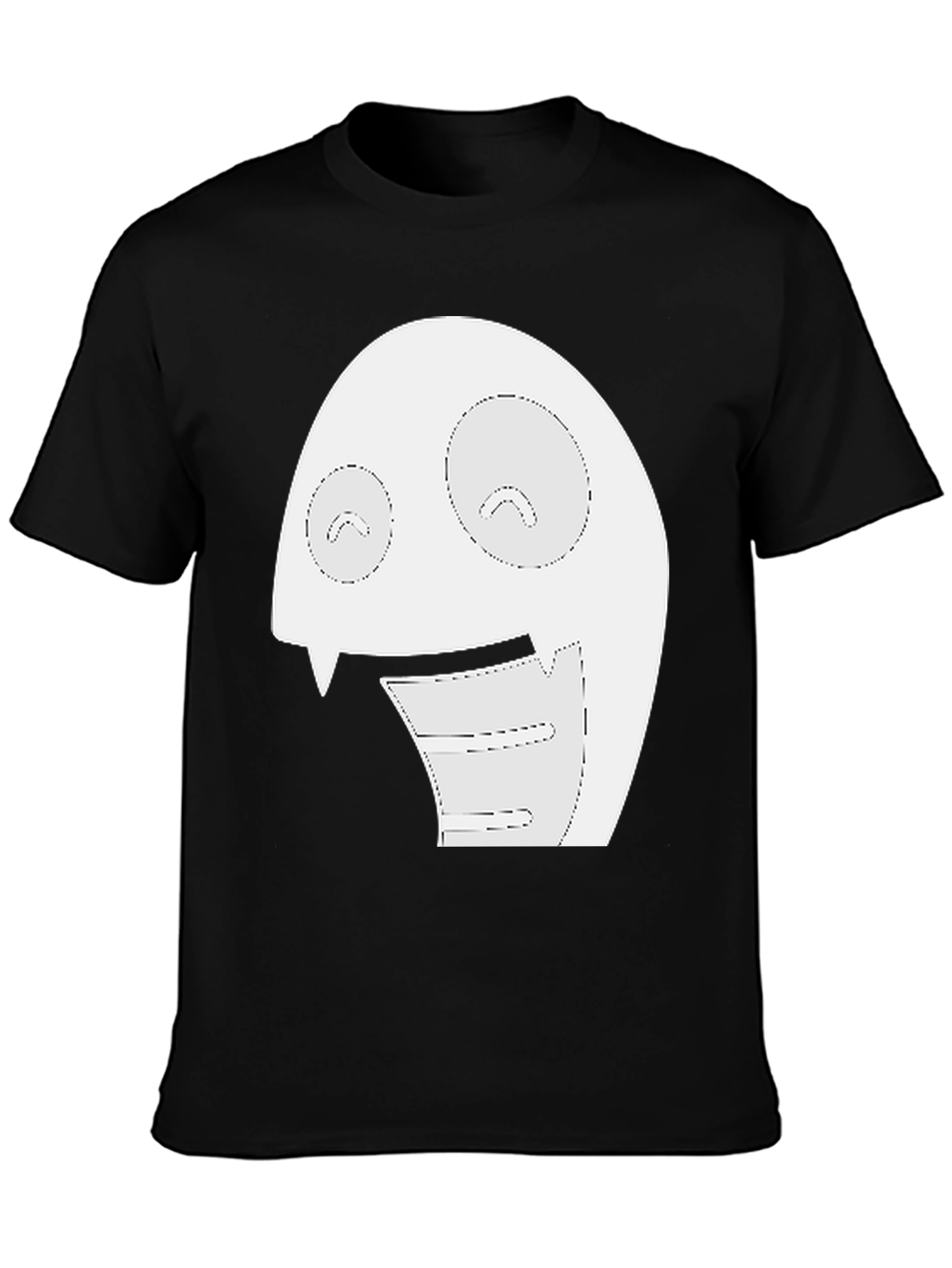 Black Fun Cartoon Face Graphic Tee - Black Cotton T-Shirt view 3