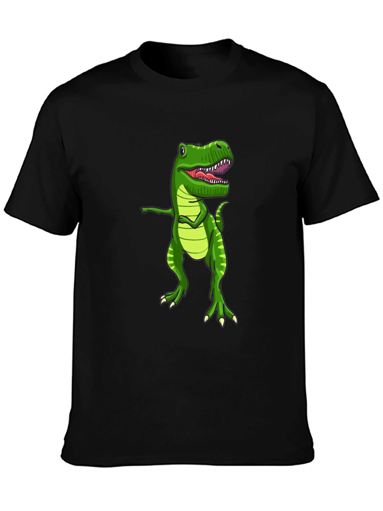 Black Dabbing Dinosaur Graphic T-Shirt - Fun Novelty Tee view 3