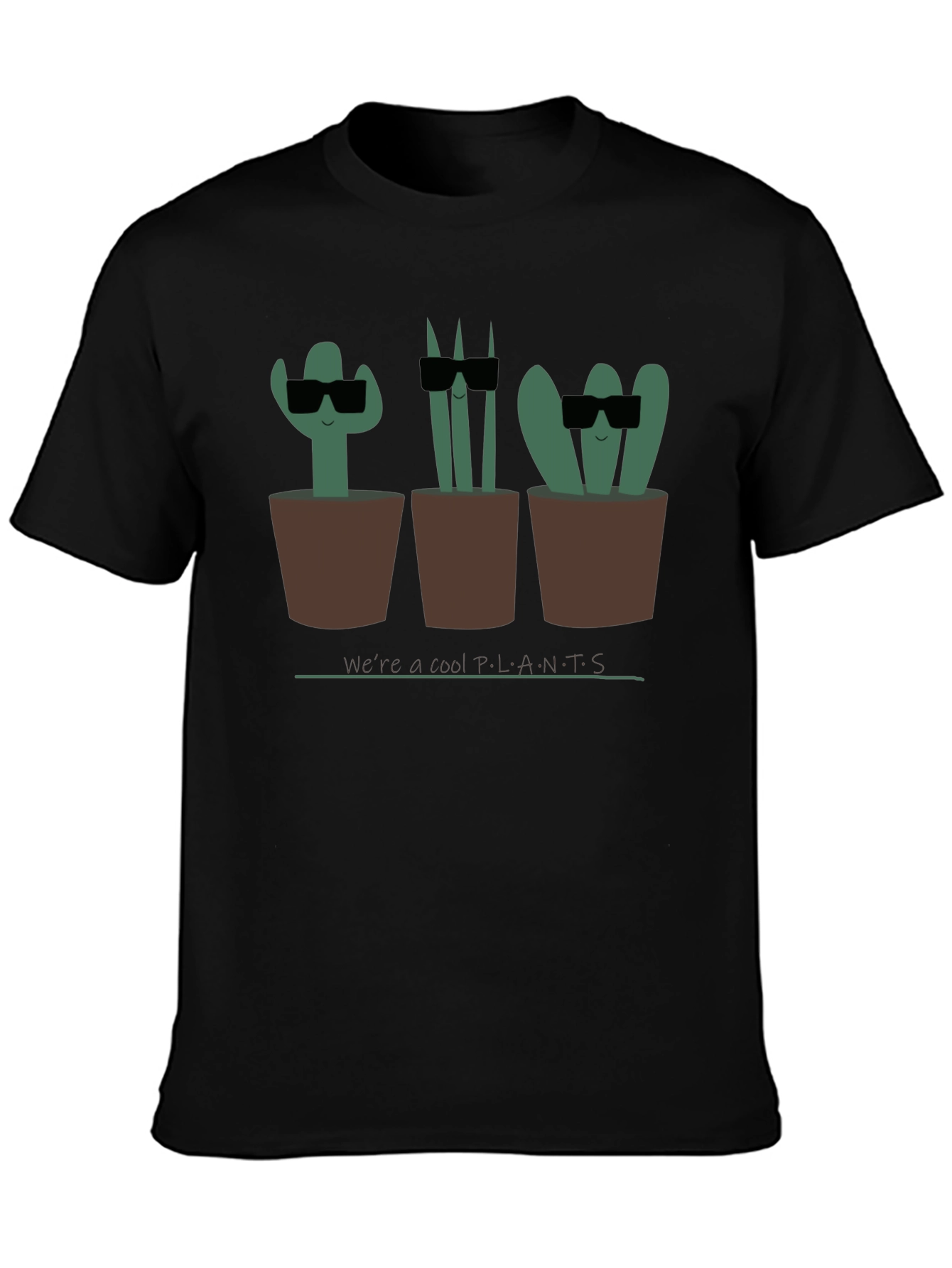 Black Cool Plants Graphic Tee - Unisex Black T-Shirt view 3