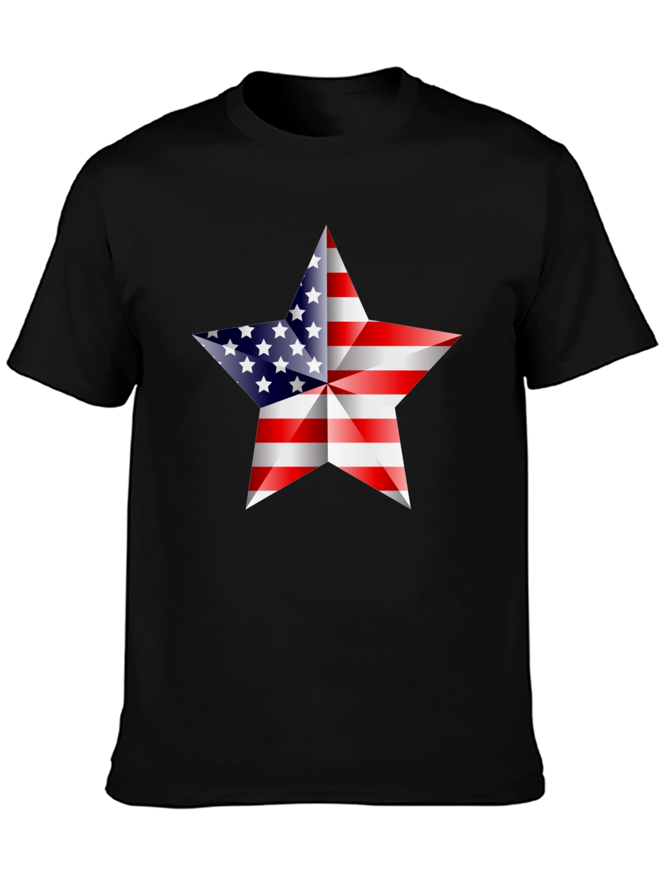 Black American Flag Star Graphic Tee - Patriotic Shirt view 3