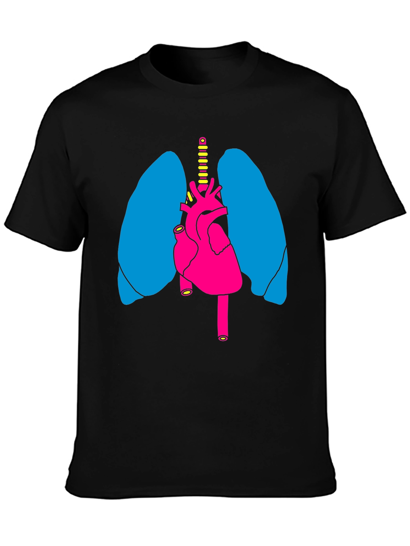 Black Anatomy Heart Lungs Graphic Tee - Black Unisex Shirt view 3