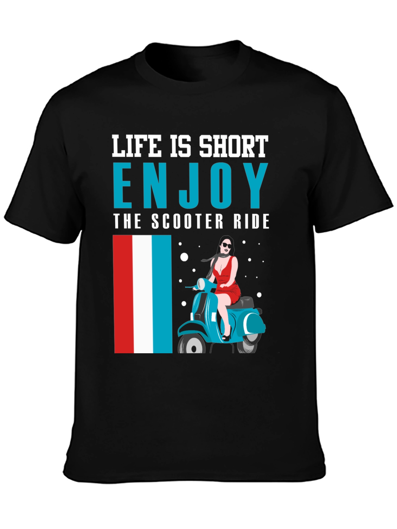 Black Life is Short Enjoy the Scooter Ride Graphic Tee view 3