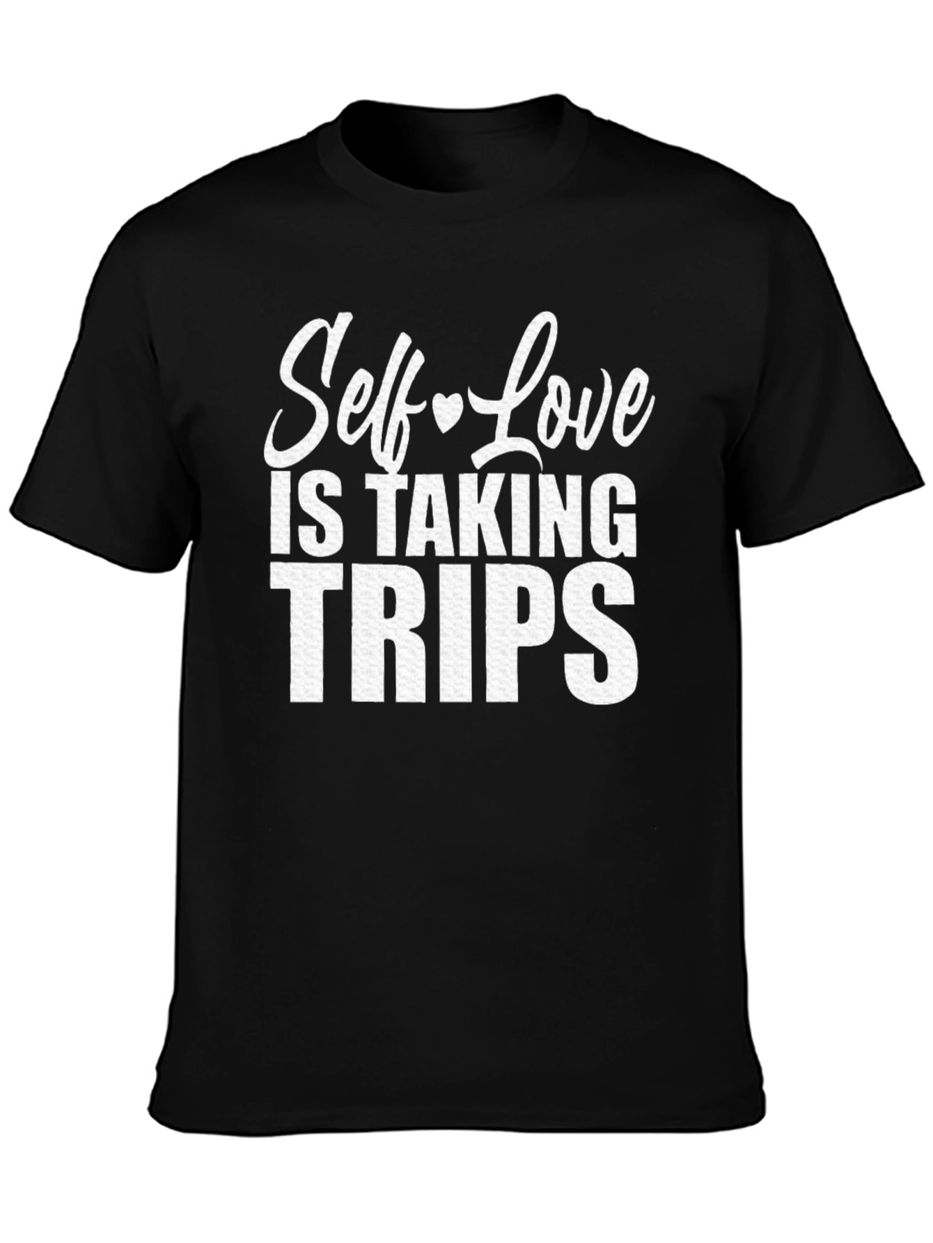 Black Self-Love Trips Graphic Tee - Black Cotton T-Shirt view 3