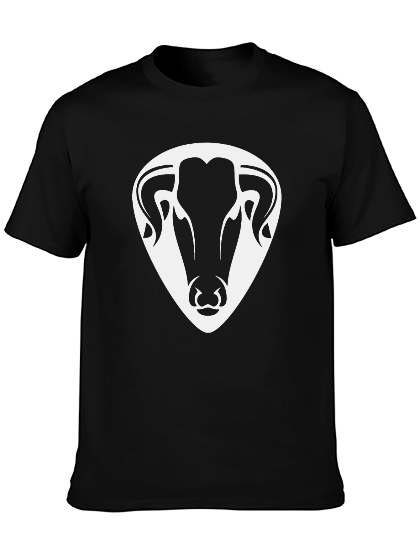 Black Ram Head Graphic Tee - Bold Black T-Shirt view 3