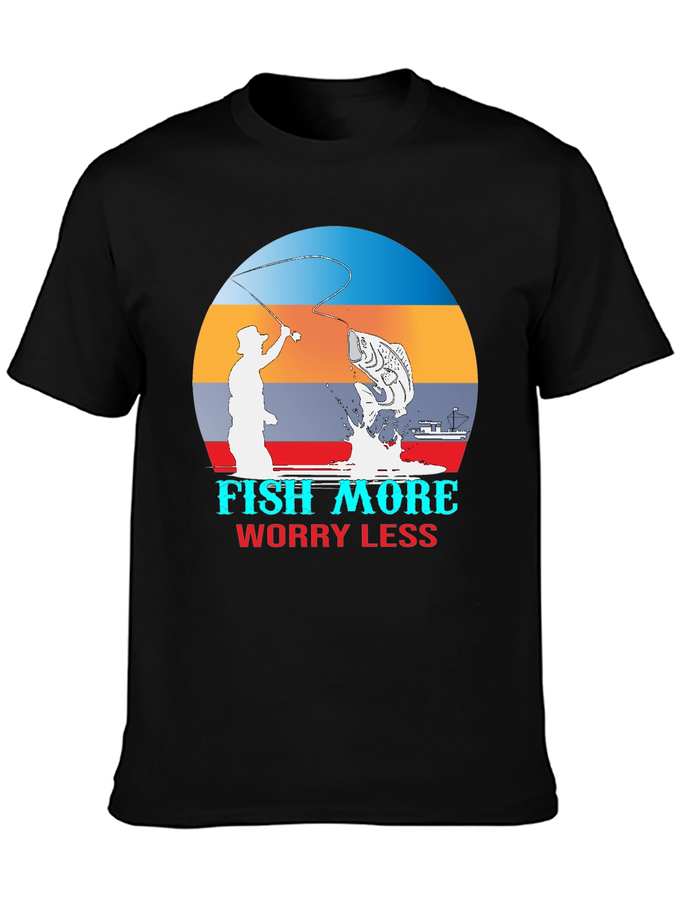 Black Fish More Worry Less Graphic T-Shirt view 3