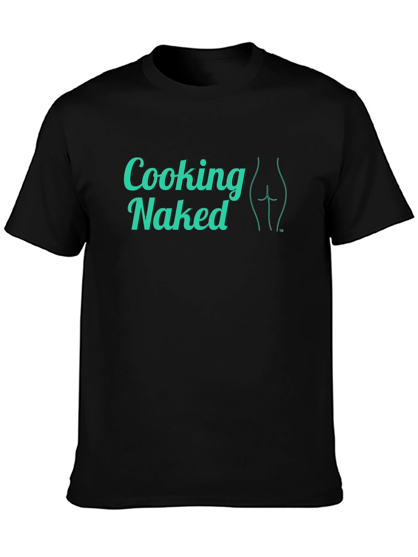 Black Cooking Naked T-Shirt - Cheeky Graphic Tee view 3