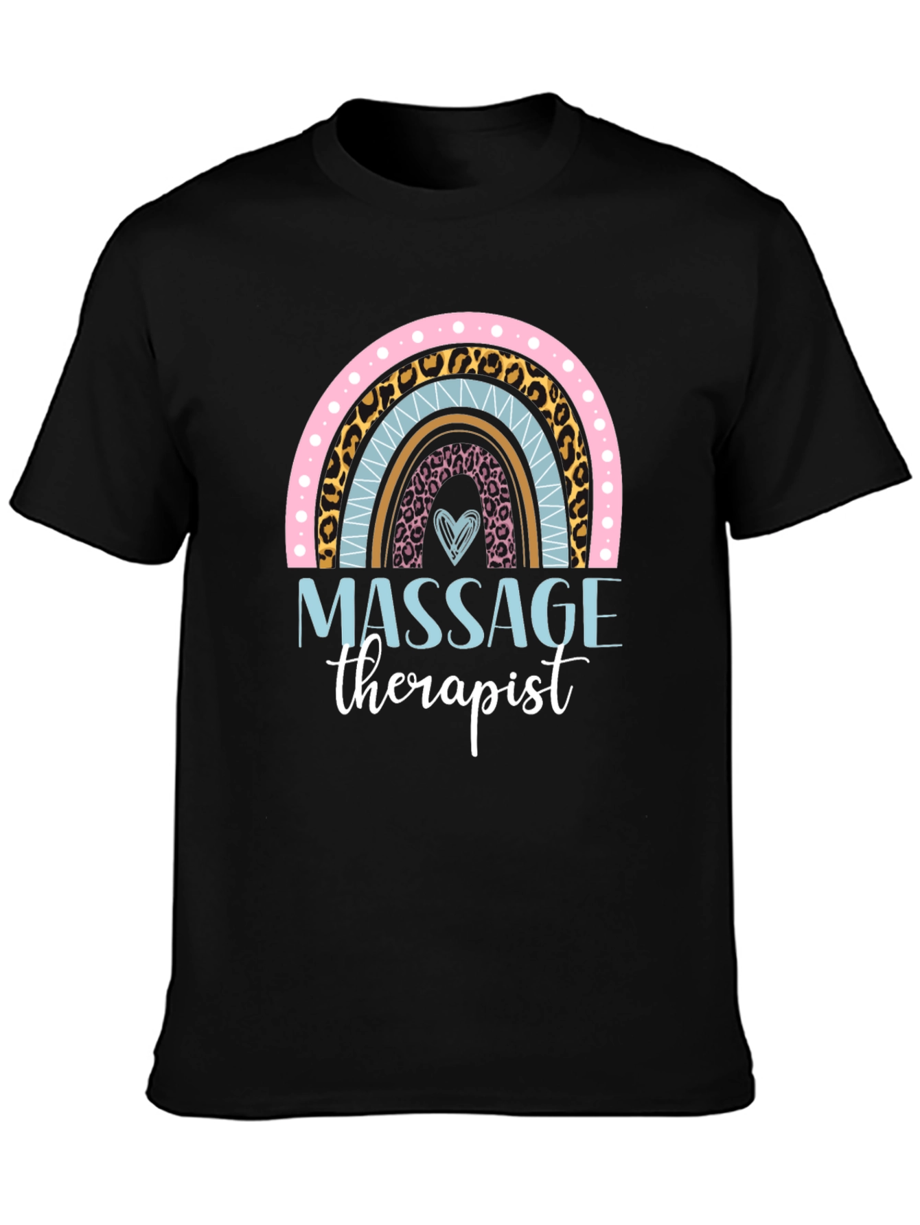 Black Massage Therapist Rainbow Graphic T-Shirt view 3
