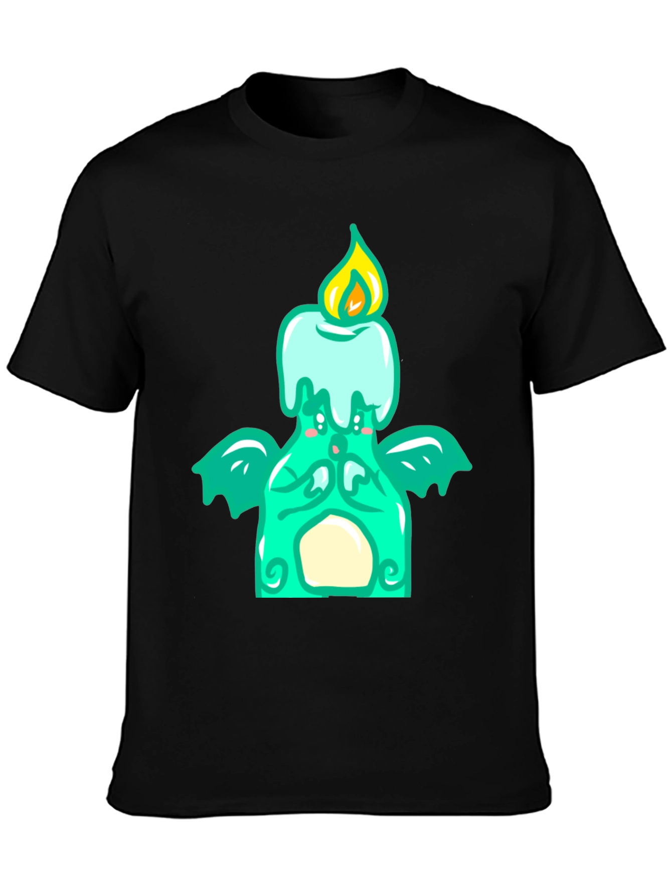 Black Whimsical Candle Dragon Graphic Tee view 3