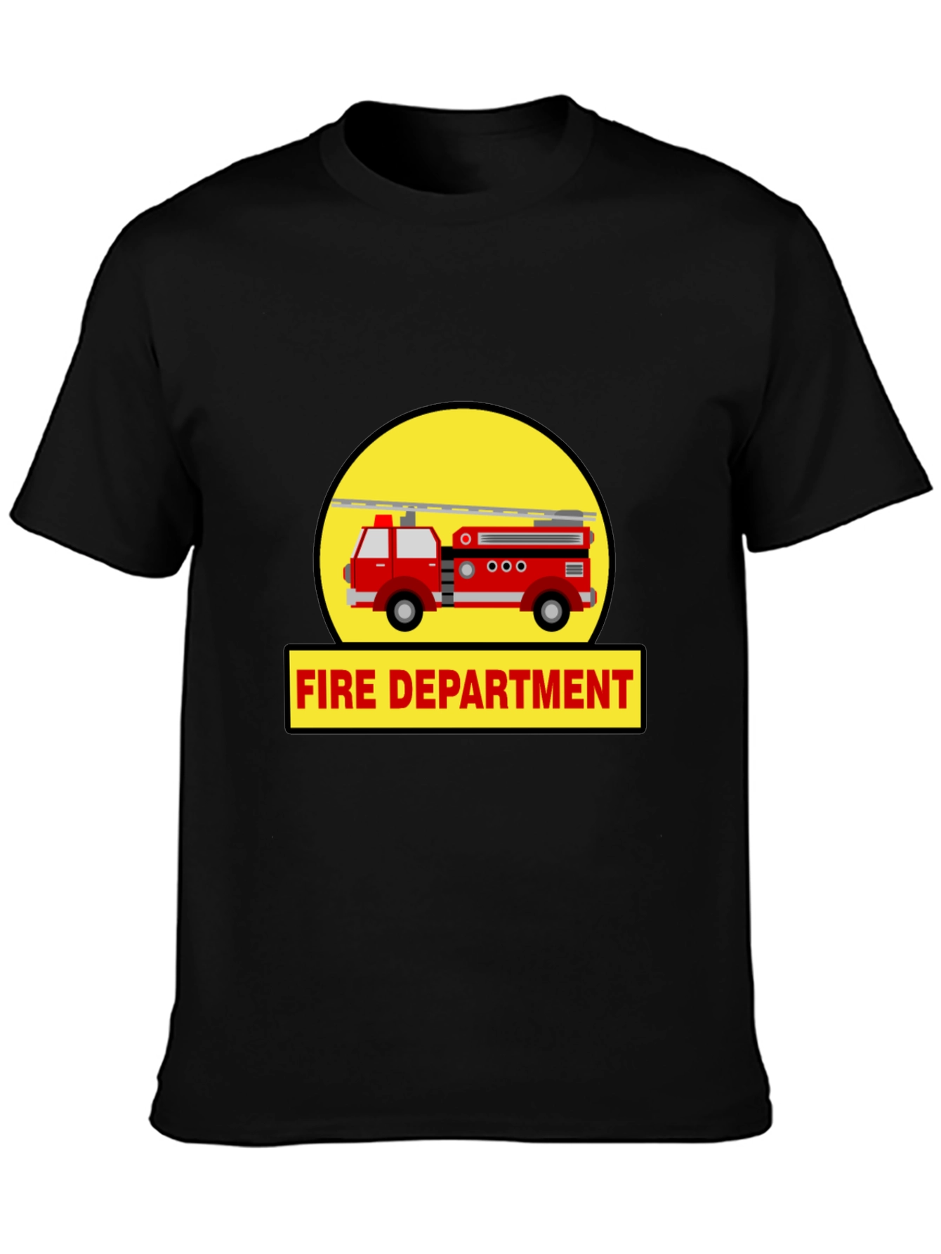 Black Fire Department Truck Graphic Tee view 3