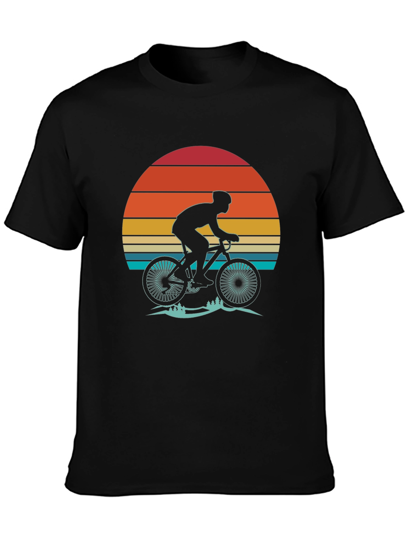 Black Retro Sunset Biker T-Shirt - Vintage Cycling Tee view 3