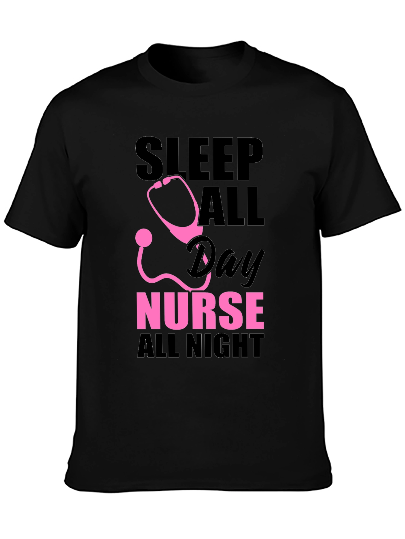 Black Nurse Sleep All Day T-Shirt view 3