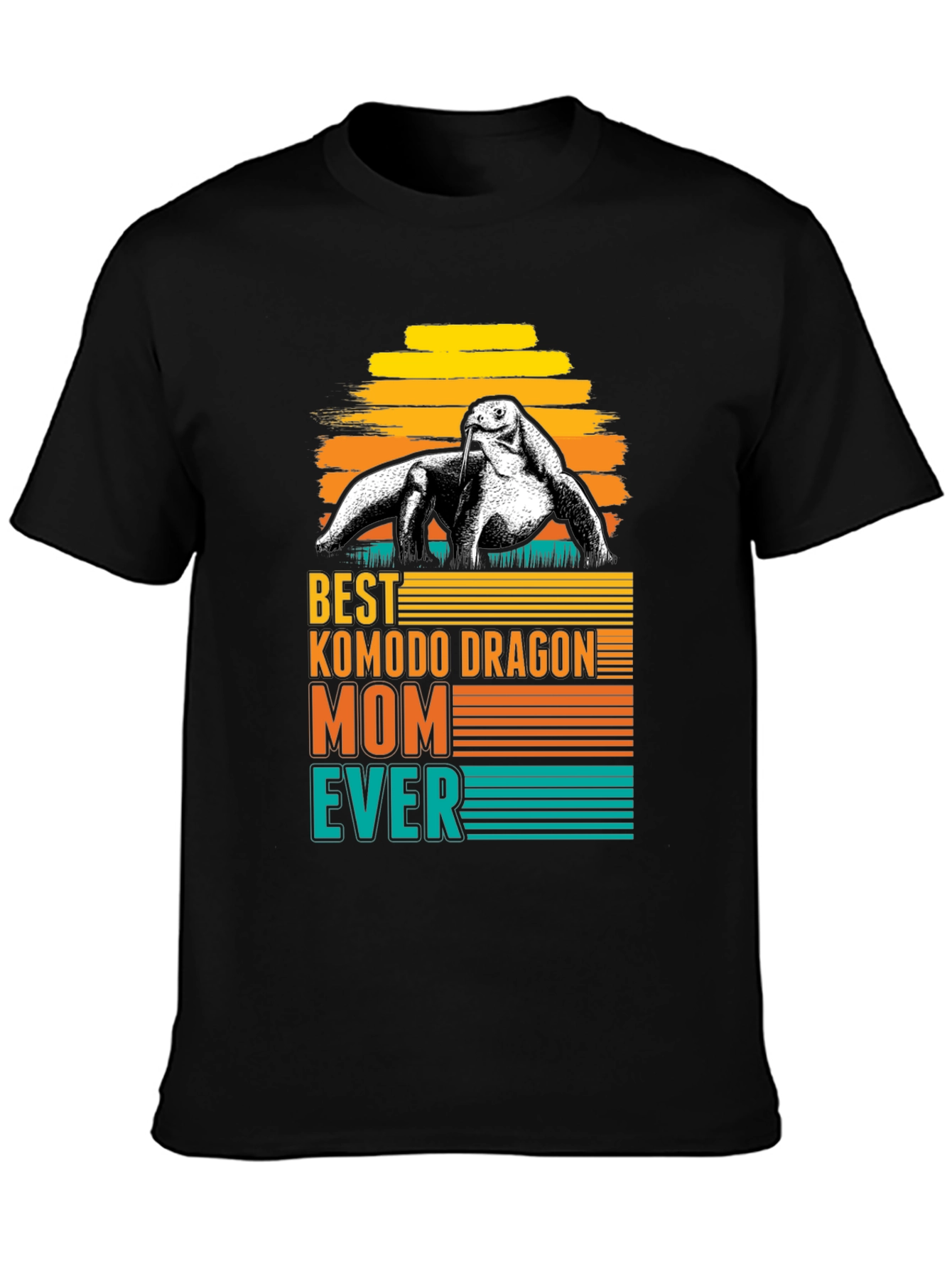Black Komodo Dragon Mom Ever T-Shirt - Retro Style view 3