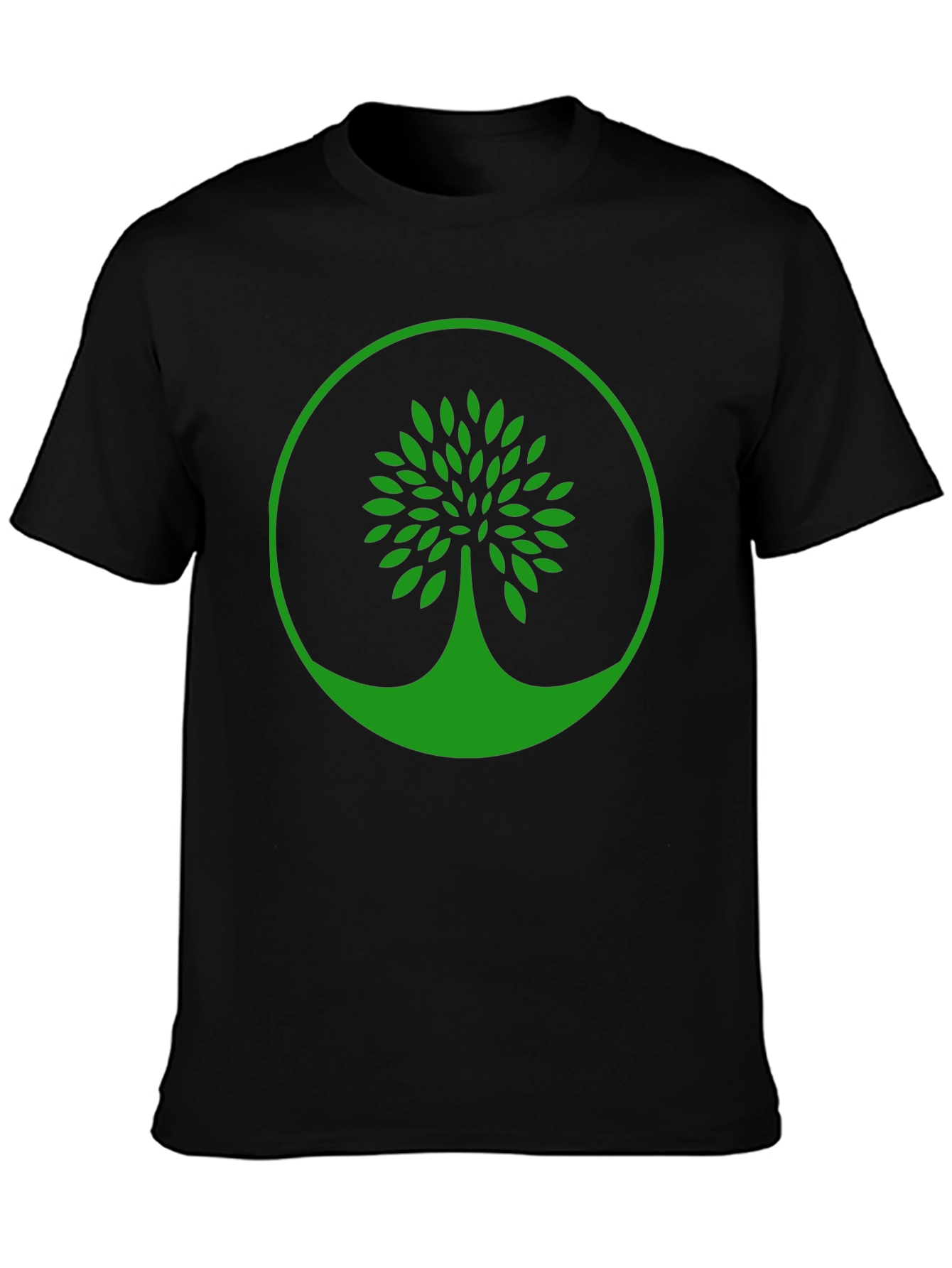 Black Green Tree Graphic Black T-Shirt view 3