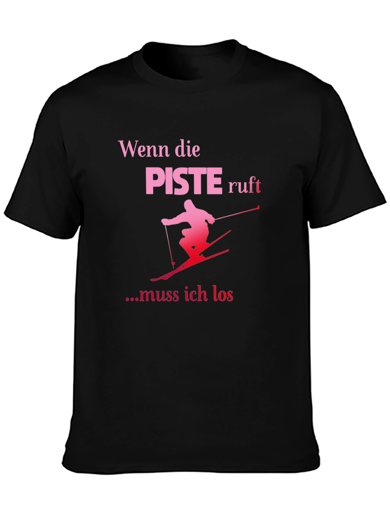 Black Funny Skiing T-Shirt: Wenn die Piste Ruft view 3
