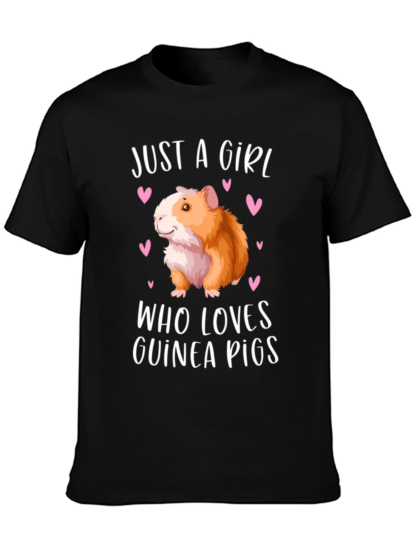 Black Just a Girl Who Loves Guinea Pigs T-Shirt view 3