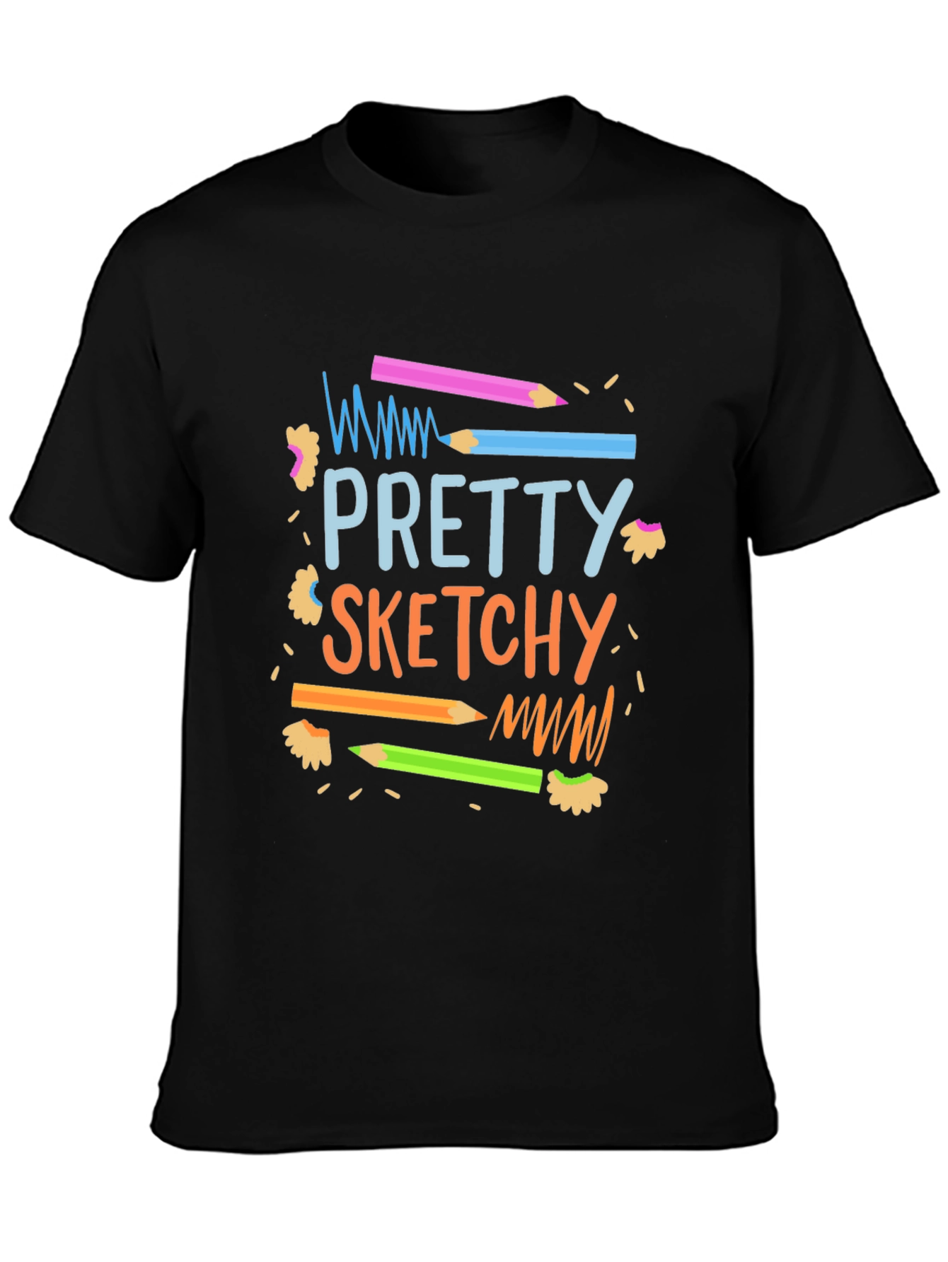 Black Pretty Sketchy Graphic T-Shirt - Unisex view 3