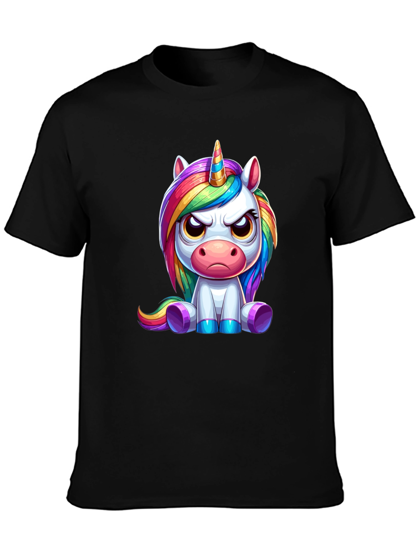 Black Grumpy Unicorn Graphic Tee - Black view 3