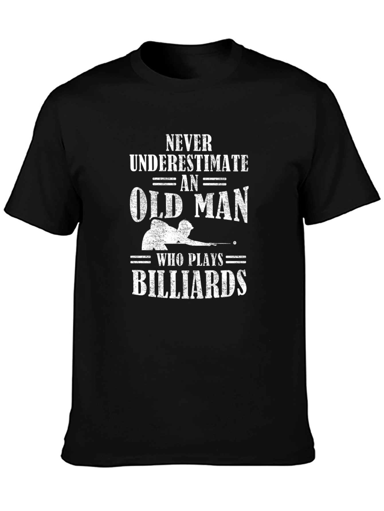 Black Never Underestimate Old Man Billiards T-Shirt view 3