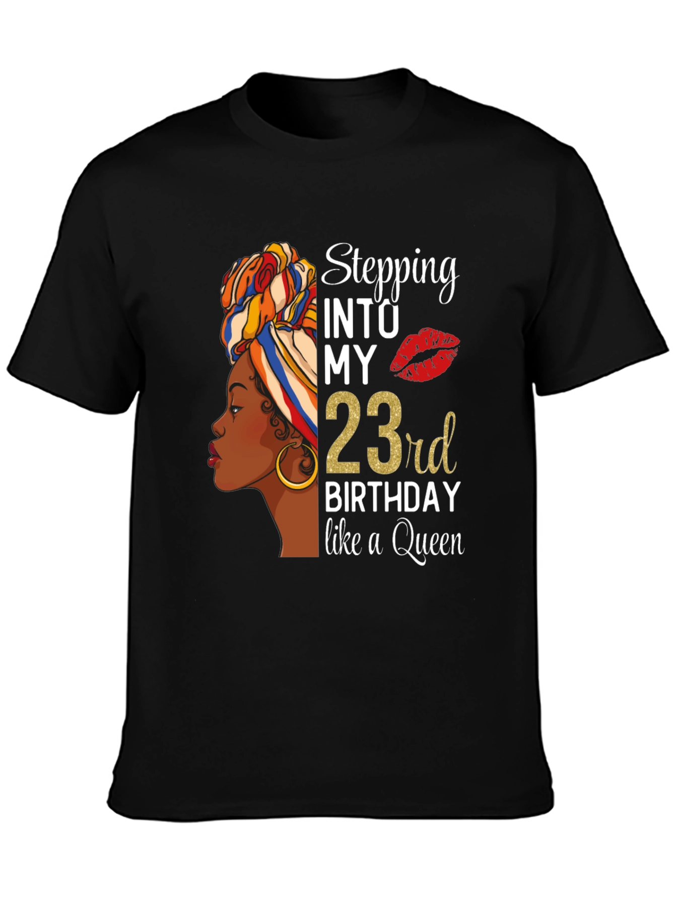 Black 23rd Birthday Queen T-Shirt view 3