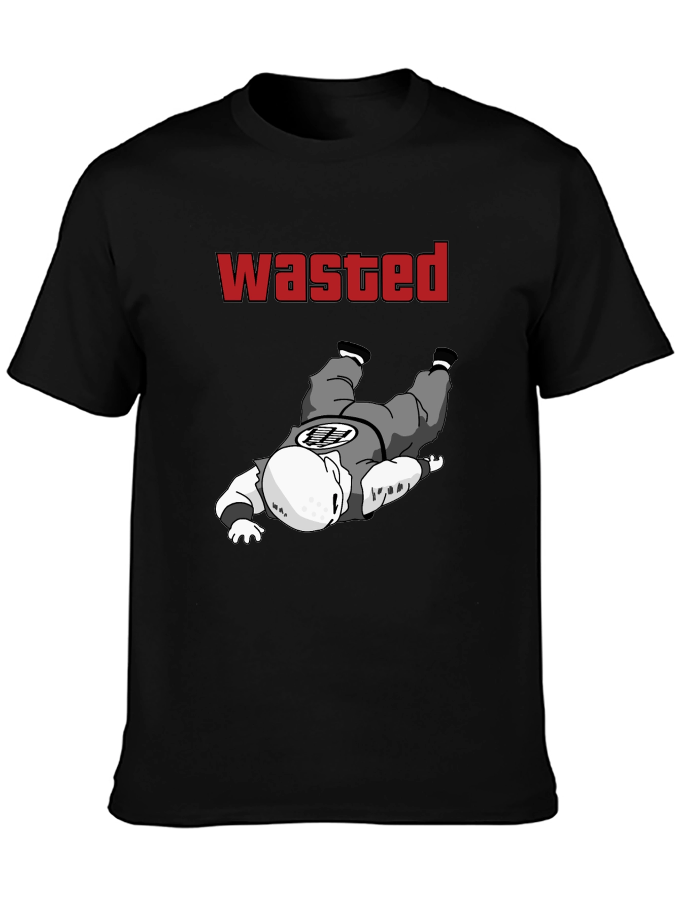 Black Wasted Krillin Funny T-Shirt view 3