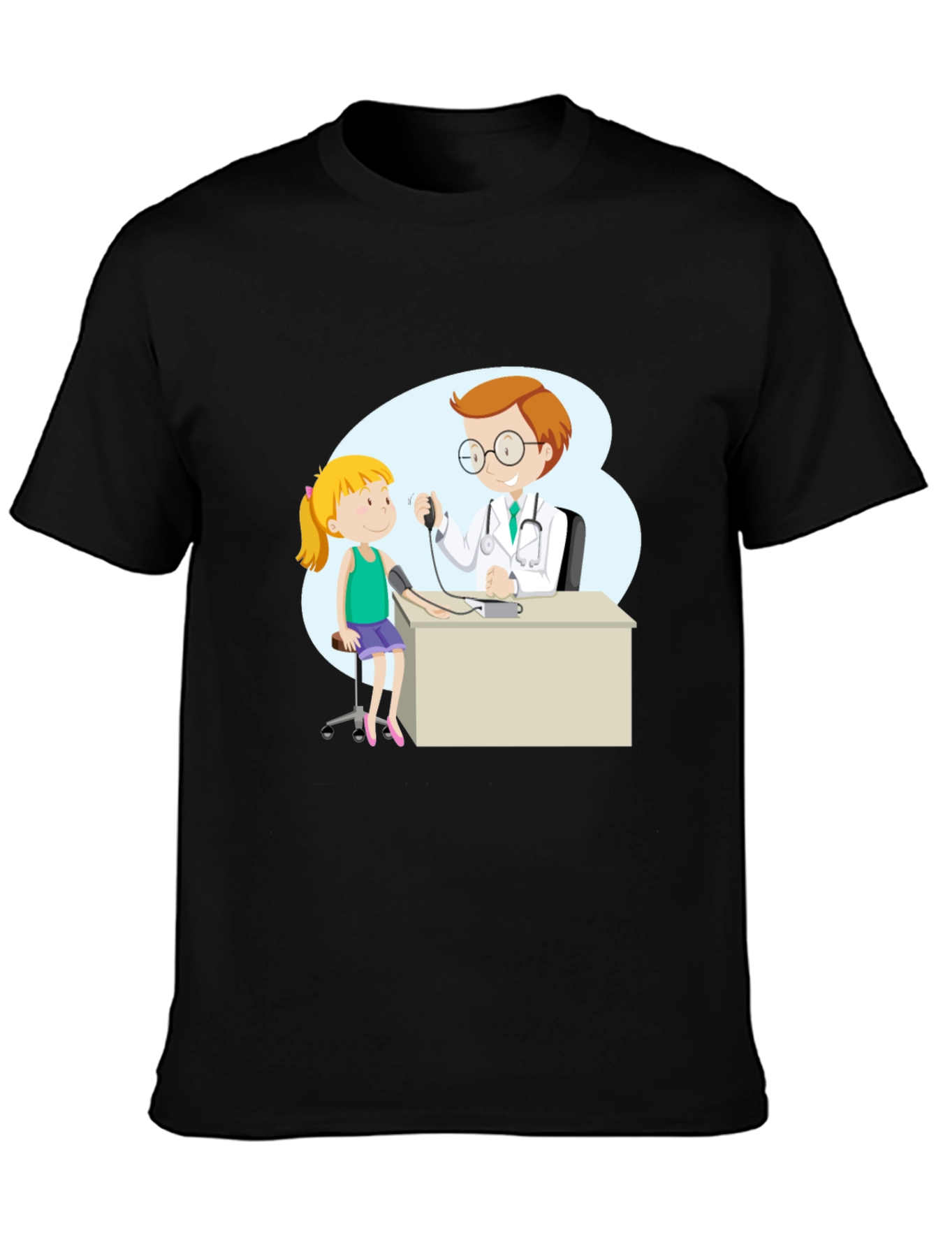 Black Doctor Visit Graphic Tee - Black Cotton Blend T-Shirt view 3