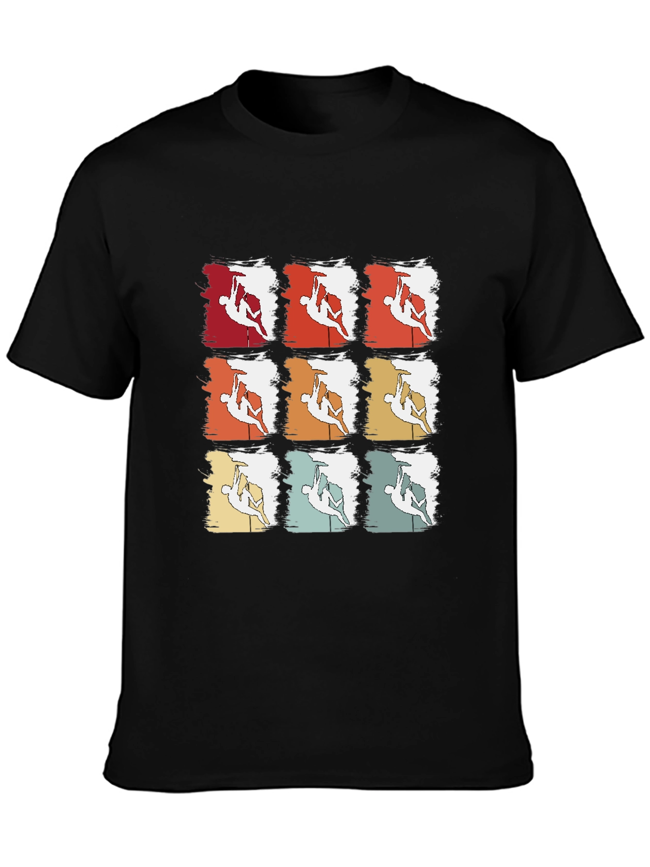 Black Retro Rock Climbing T-Shirt - Nine Climber Design view 3
