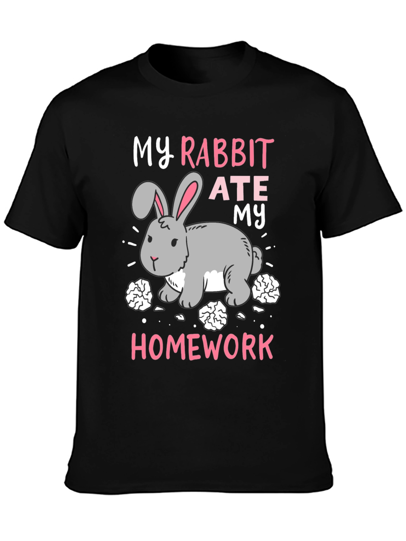 Black Rabbit Ate My Homework T-Shirt - Funny Graphic Tee view 3