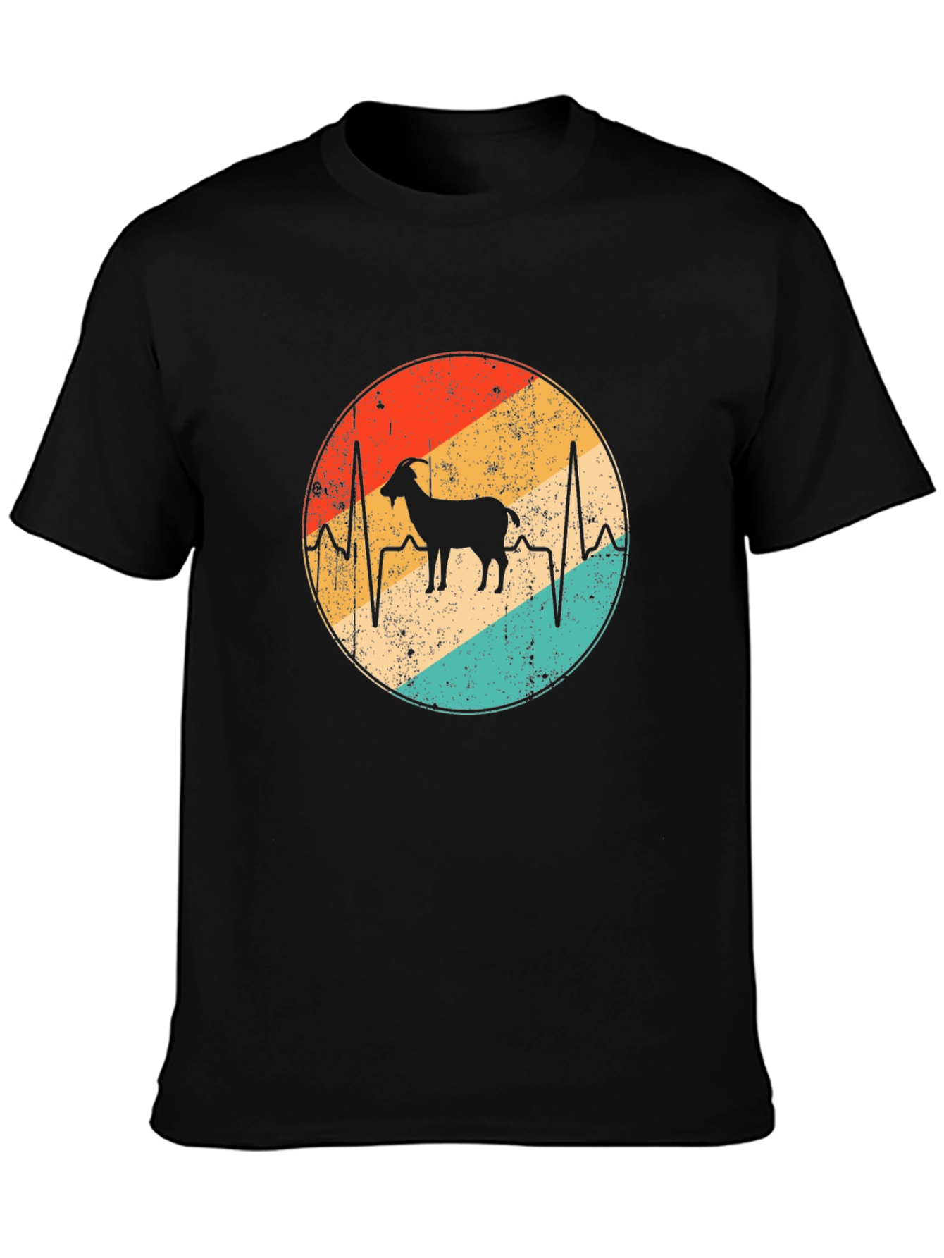 Black Vintage Goat Heartbeat T-Shirt - Black view 3
