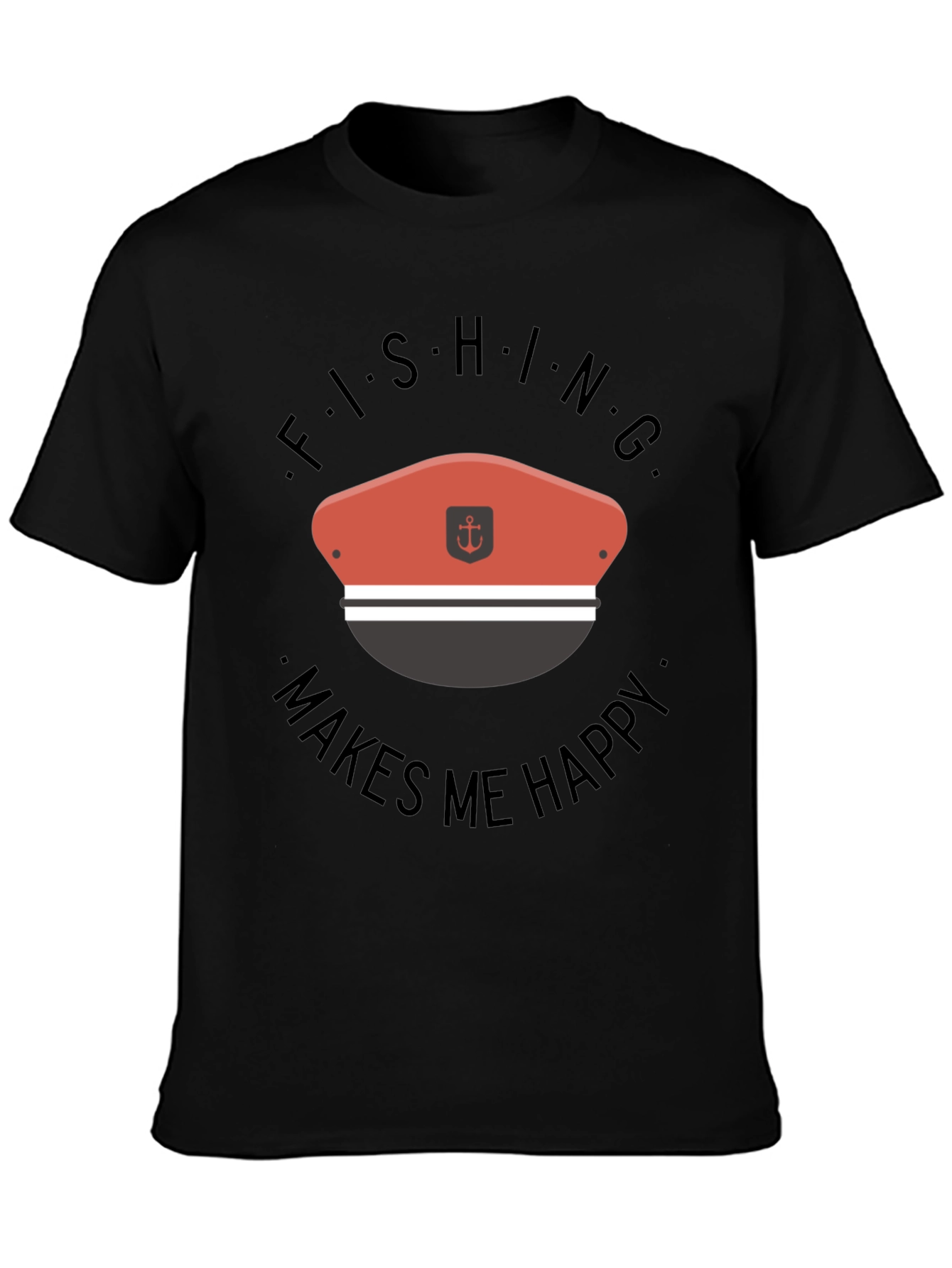 Black Fishing Makes Me Happy T-Shirt view 3