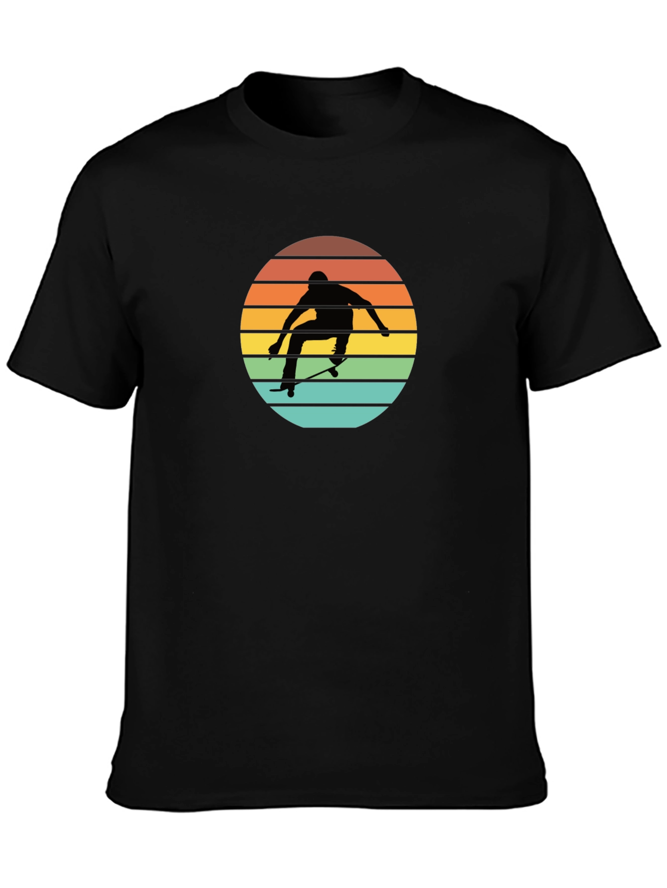 Black Skateboarder Sunset Graphic Tee - Cool Black T-Shirt view 3