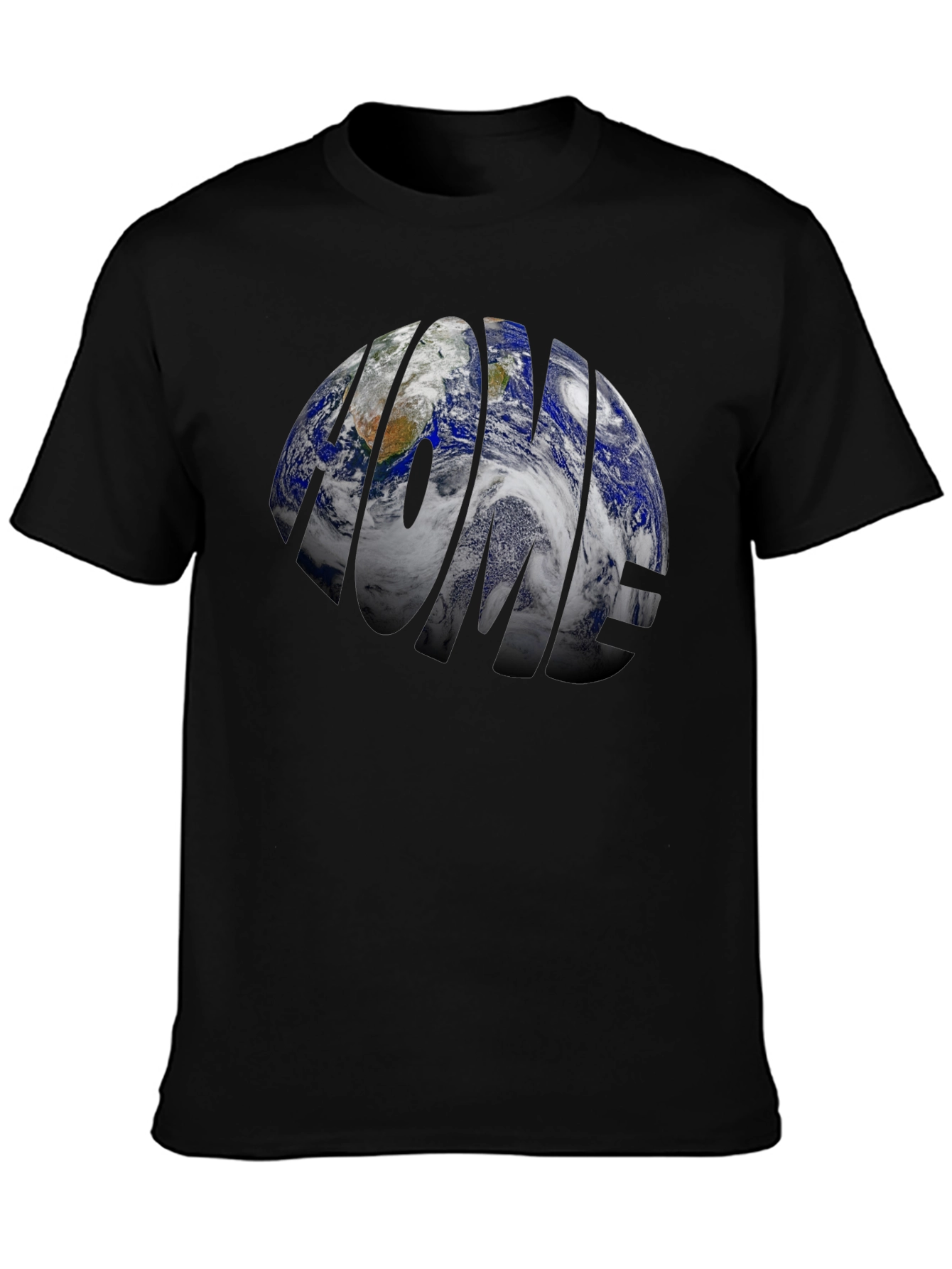 Black Home Planet Earth Graphic T-Shirt - Black view 3