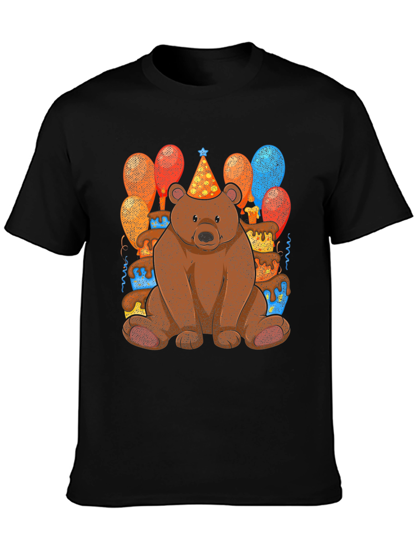Black Birthday Bear T-Shirt: Cute Cartoon Animal Tee view 3