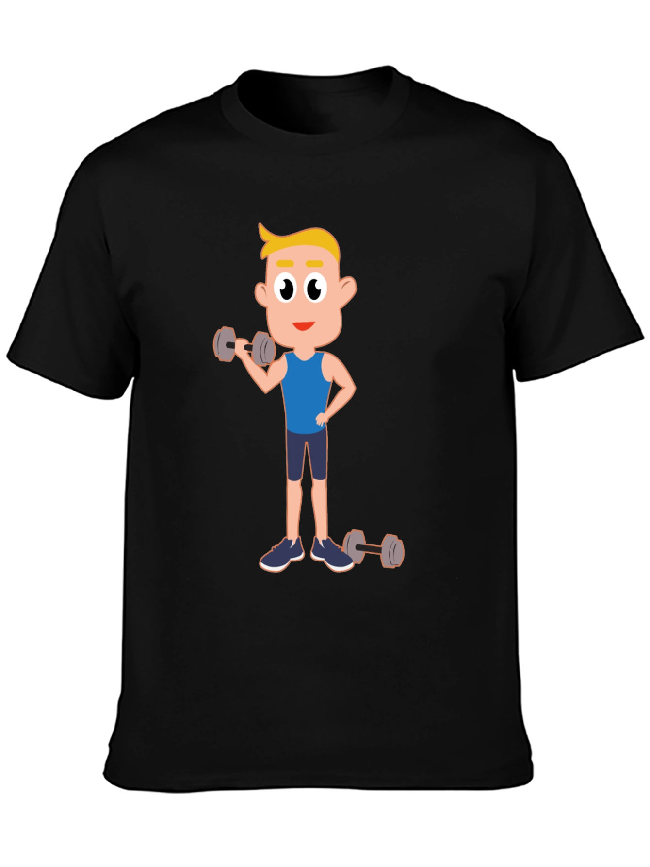Black Cartoon Fitness T-Shirt: Gym Workout Tee view 3
