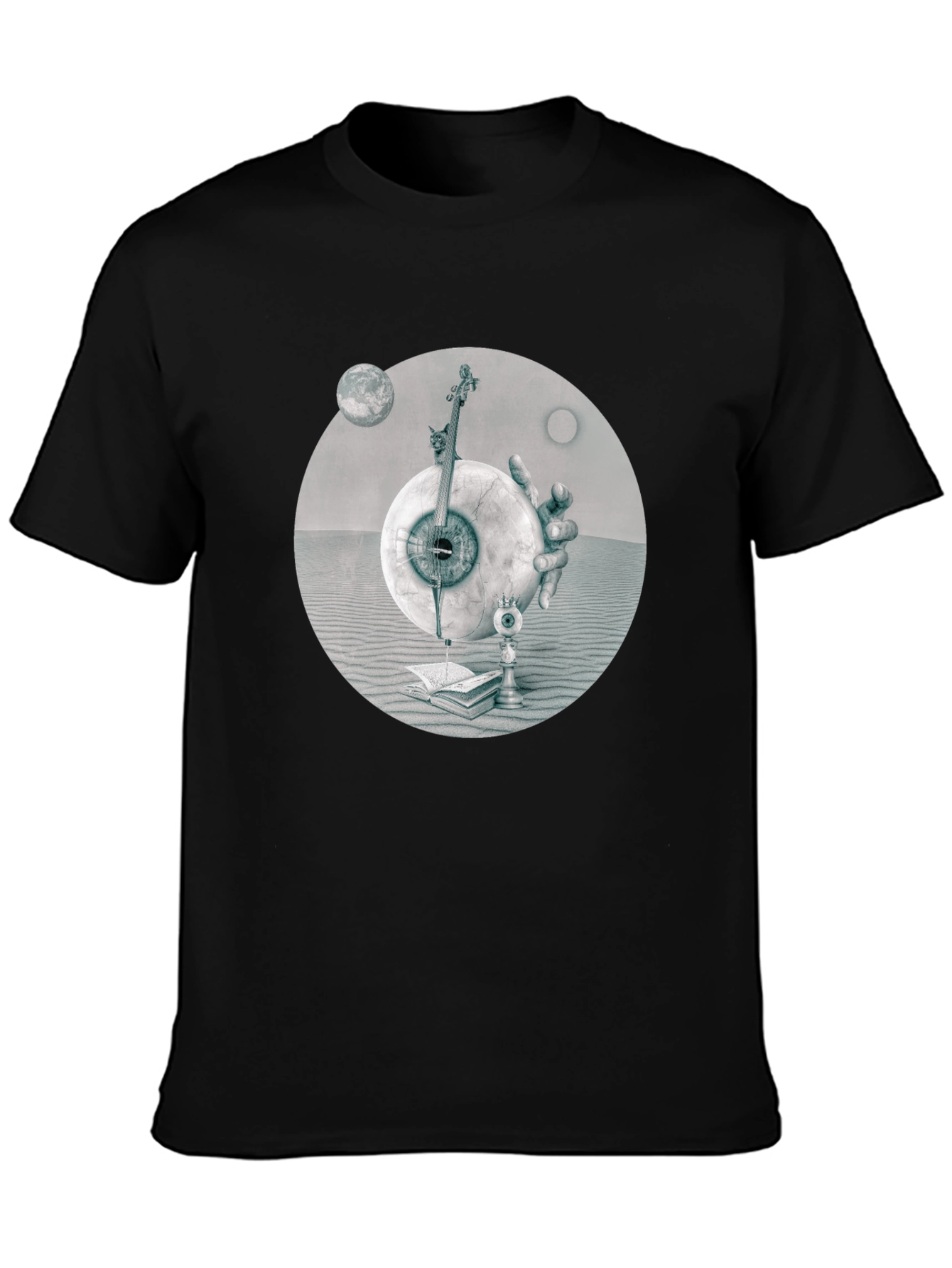 Black Surreal Eye & Violin Graphic Tee view 3