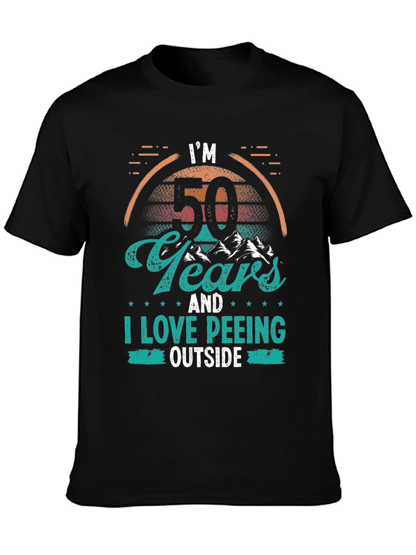 Black Funny 50th Birthday Peeling Outdoors T-Shirt view 3