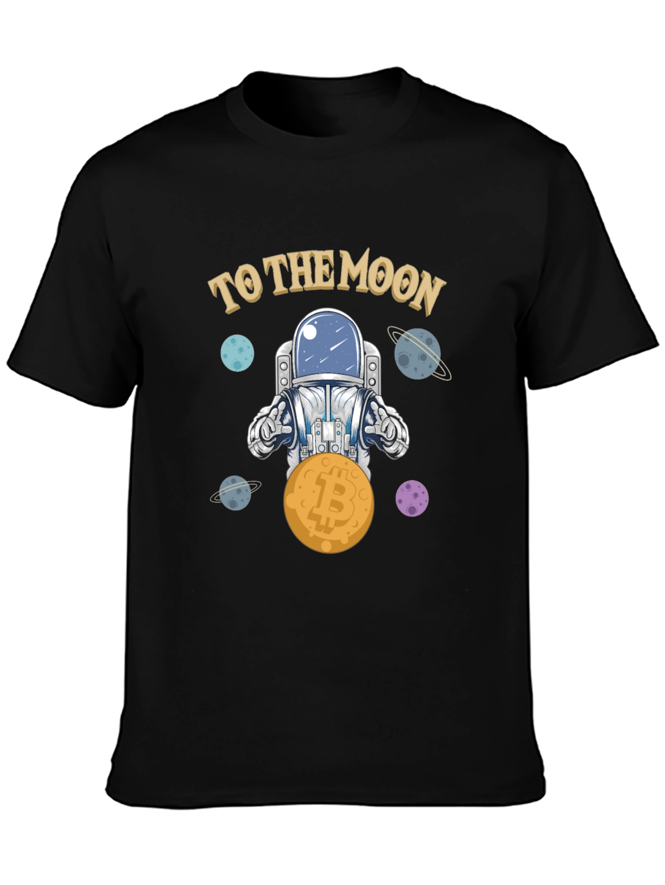 Black Bitcoin Astronaut T-Shirt - To The Moon Crypto Tee view 3