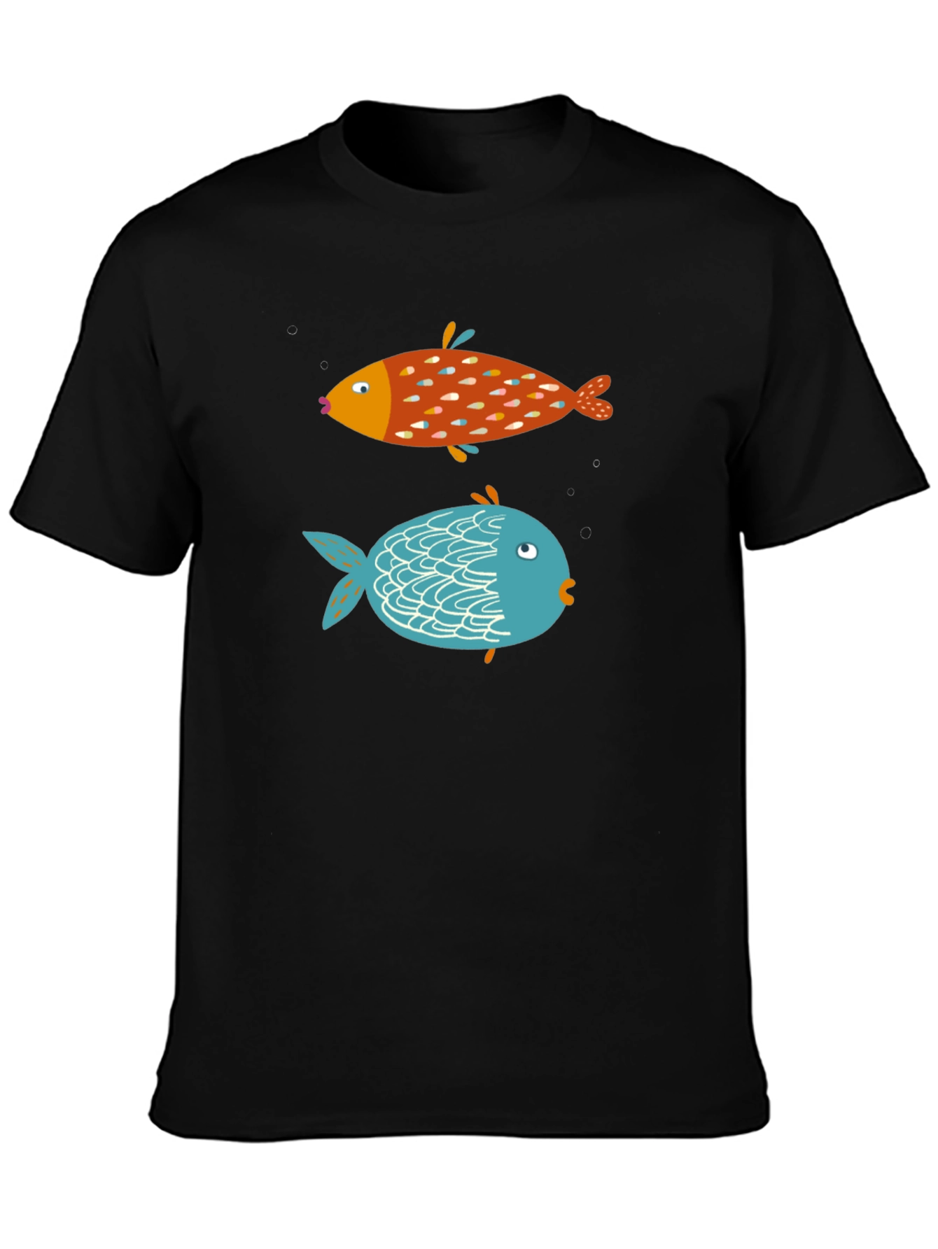 Black Fun Fish Graphic Tee - Black Cotton T-Shirt view 3
