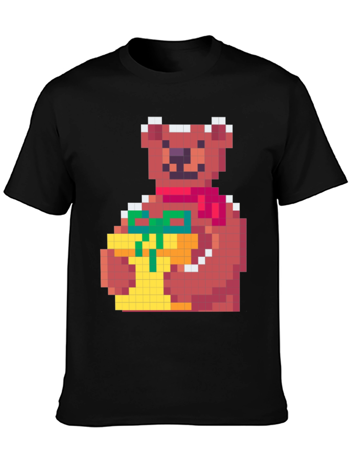 Black Pixelated Bear with Gift T-Shirt view 3