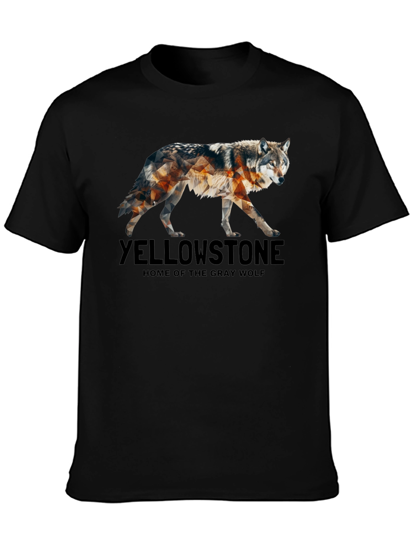 Black Yellowstone Wolf Graphic Tee - Nature Inspired Design view 3