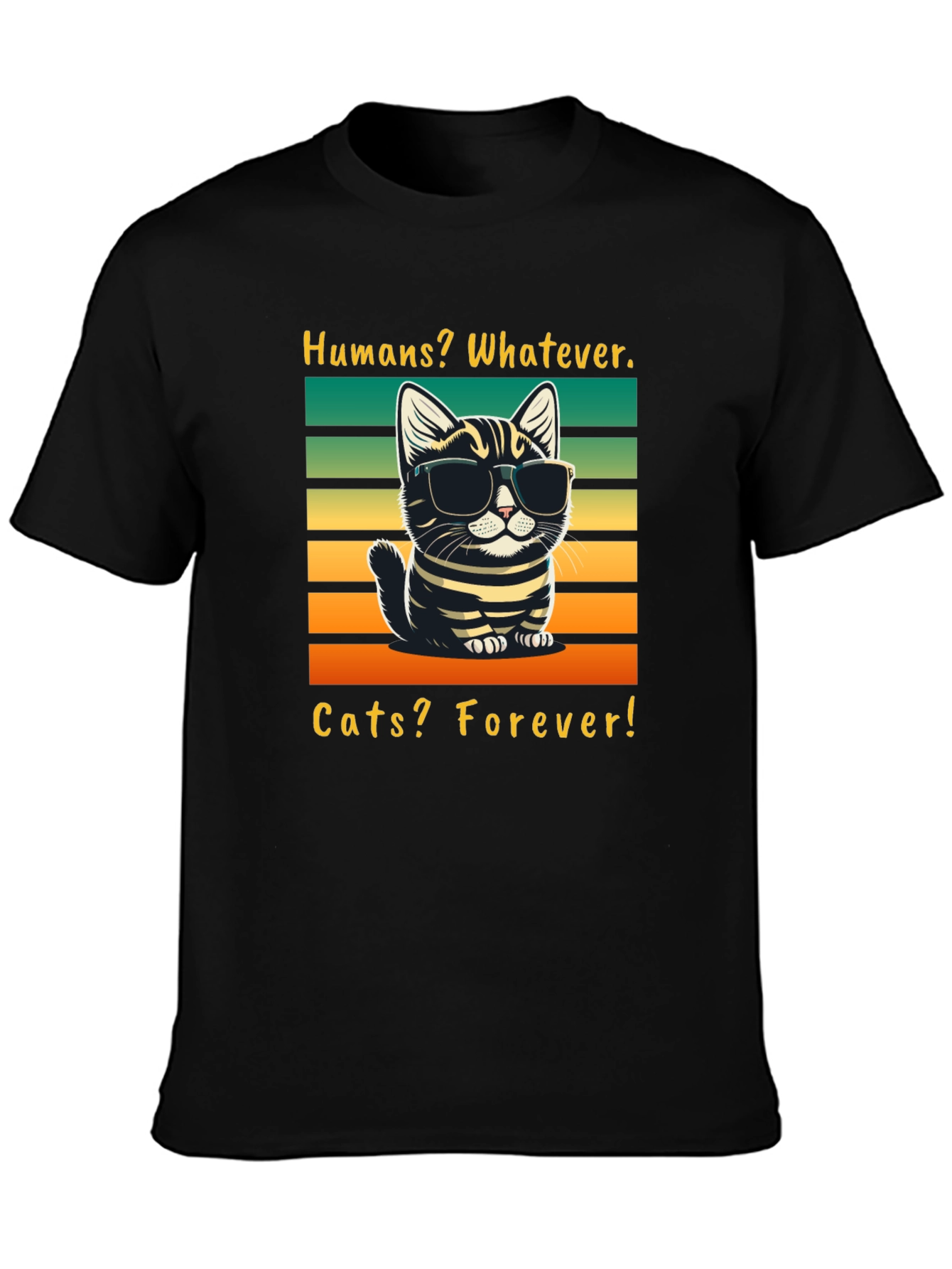 Black Humans Whatever Cats Forever T-Shirt view 3