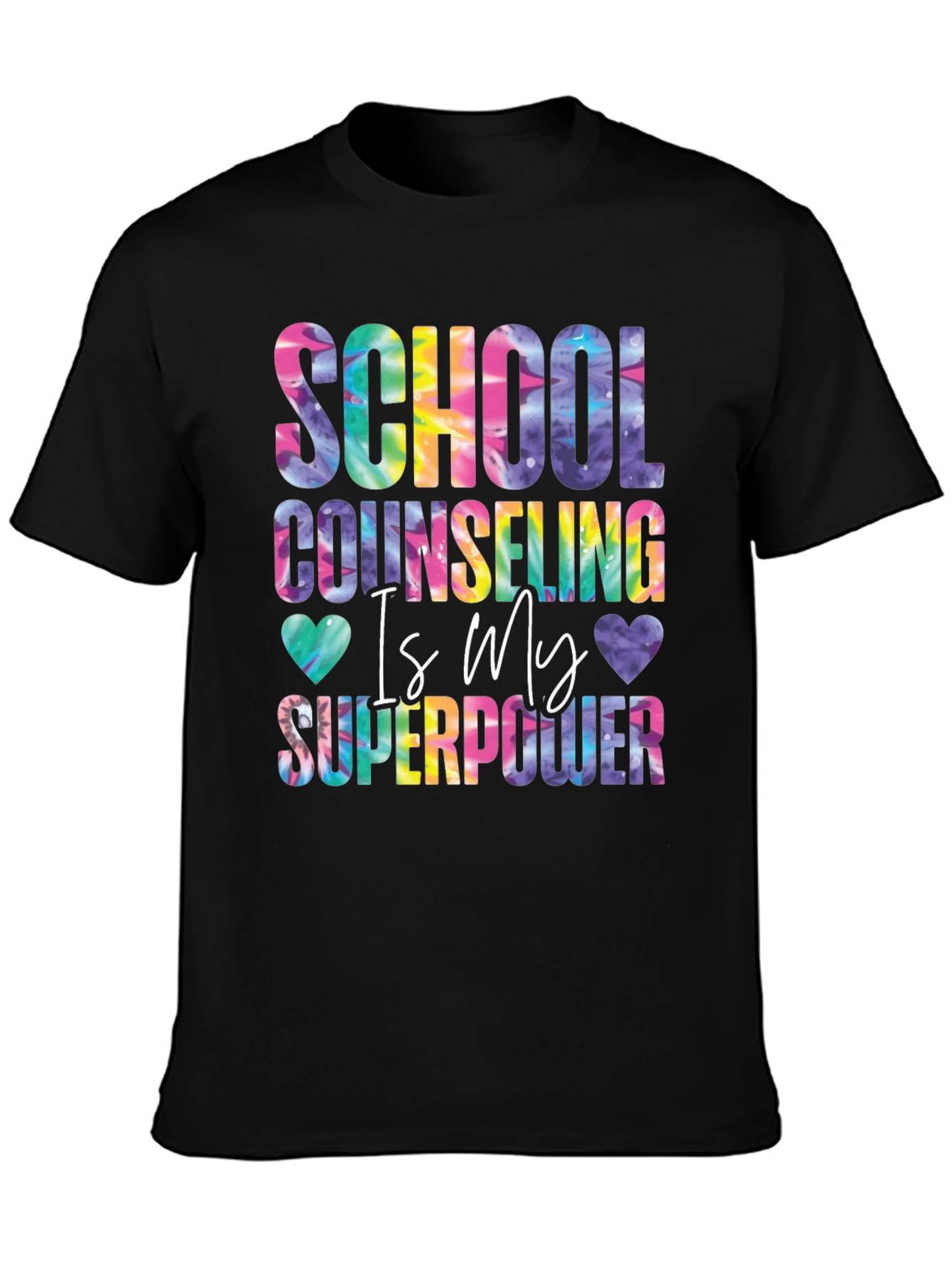Black School Counselor Superpower Tie Dye Graphic Tee view 3
