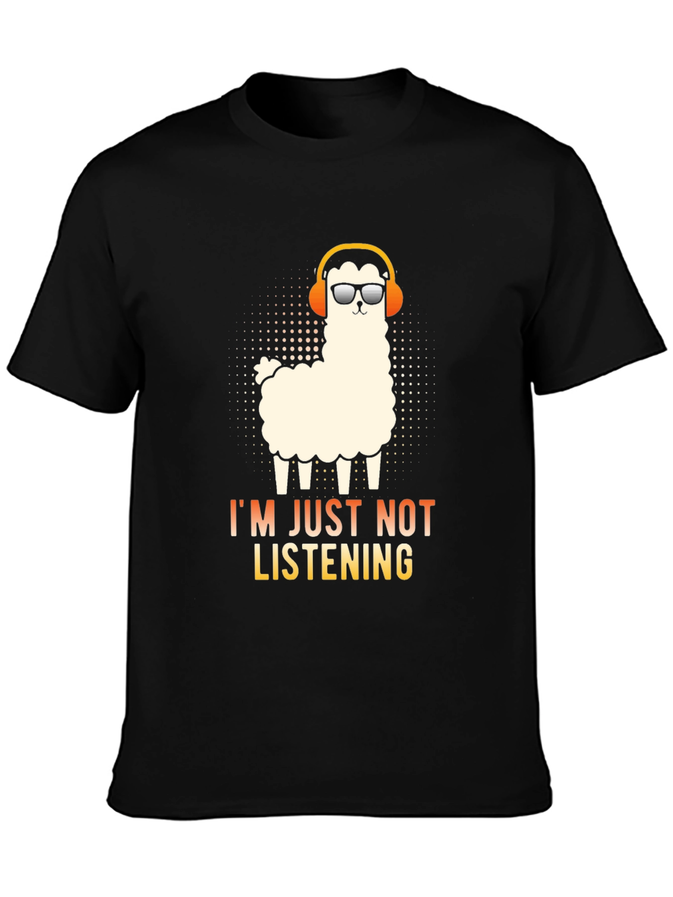 Black Llama Headphones Graphic T-Shirt - I'm Just Not Listening view 3