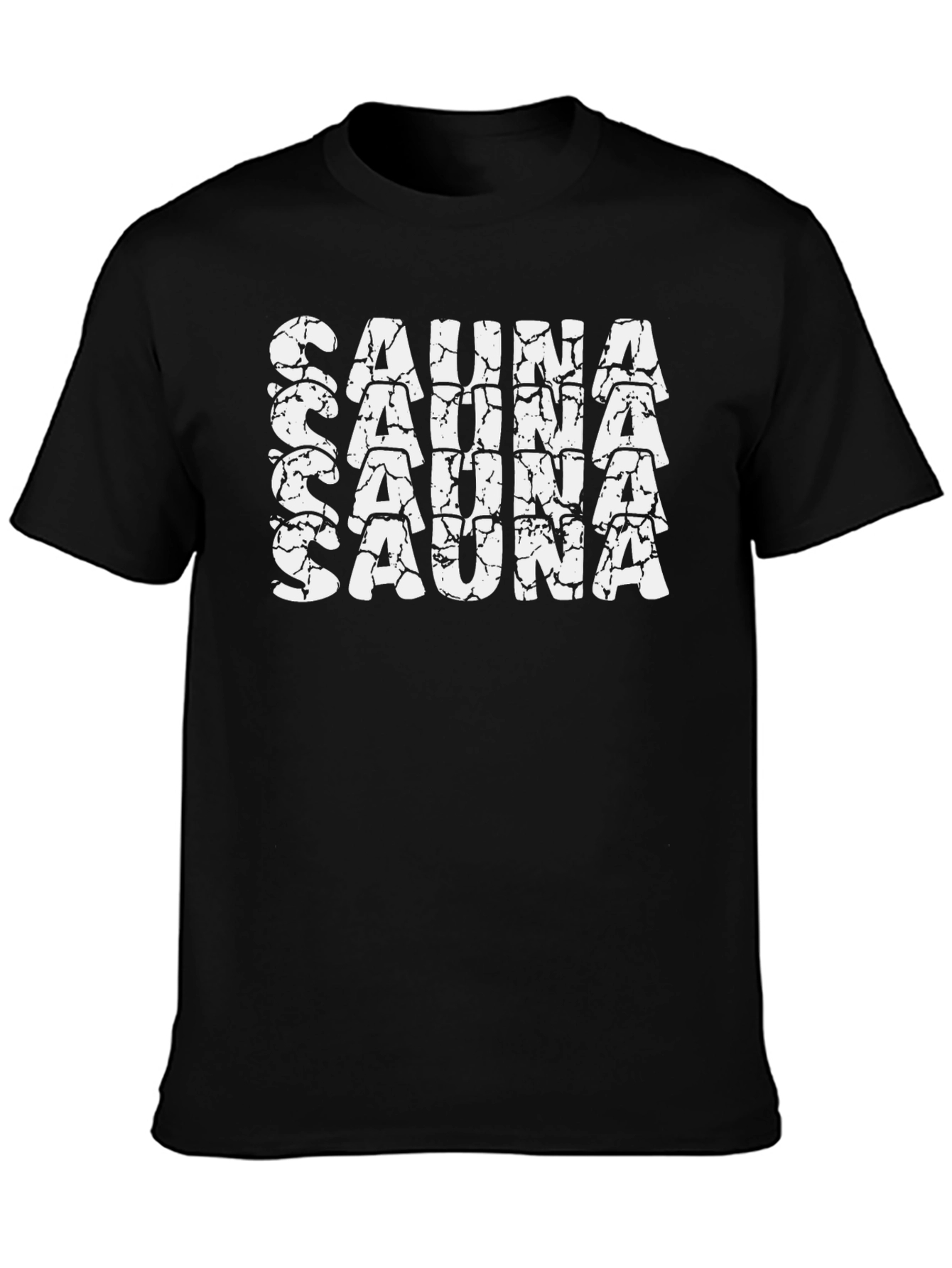 Black Sauna Text Tee - Black Cotton T-Shirt view 3