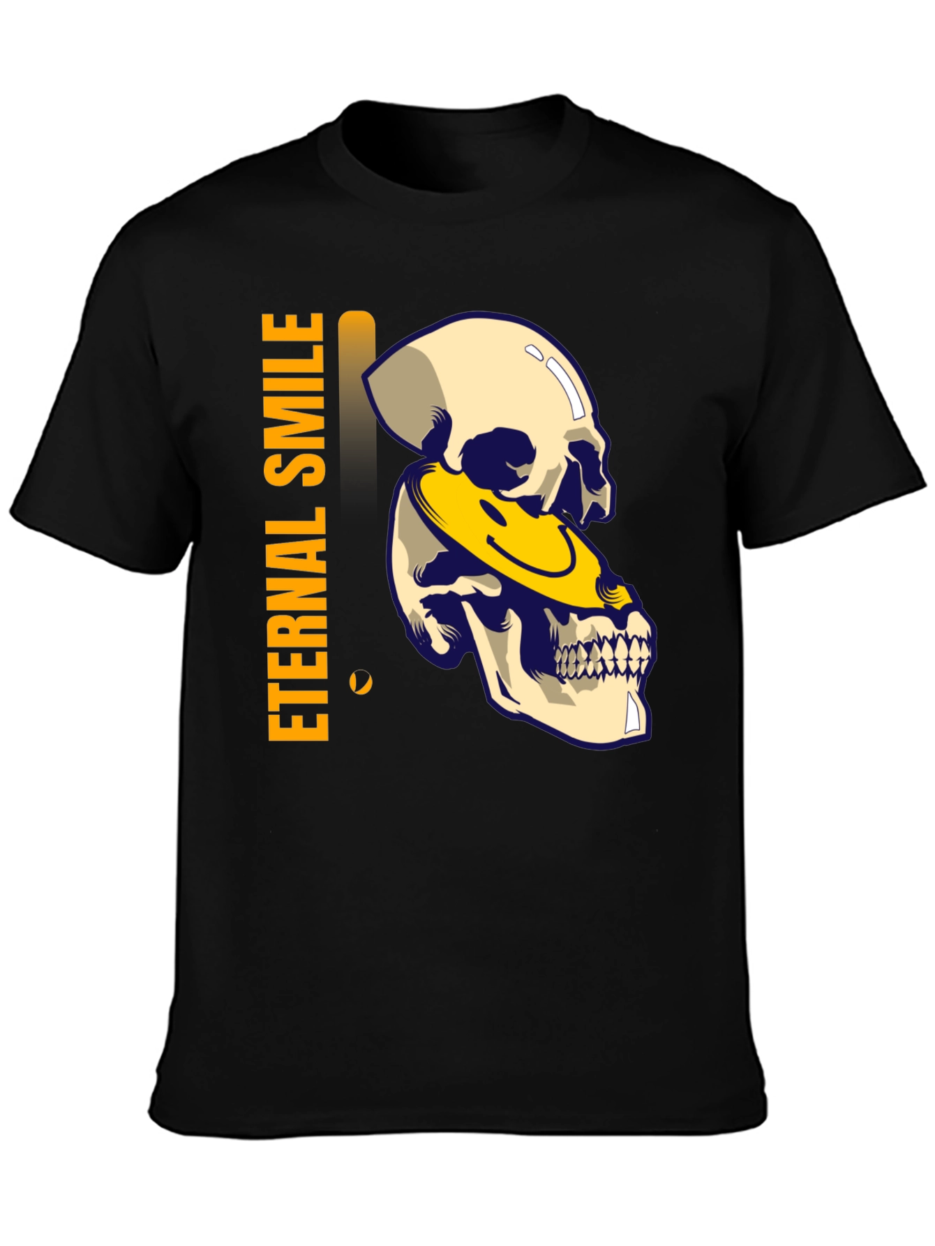 Black Eternal Smile Skull Graphic T-Shirt - Black view 3