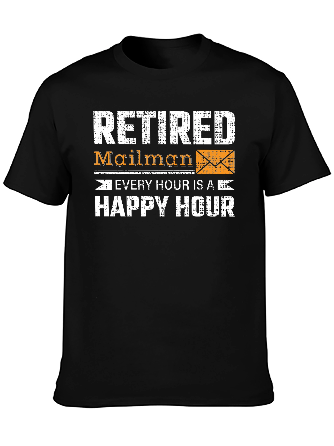 Black Retired Mailman Happy Hour Graphic Tee view 3