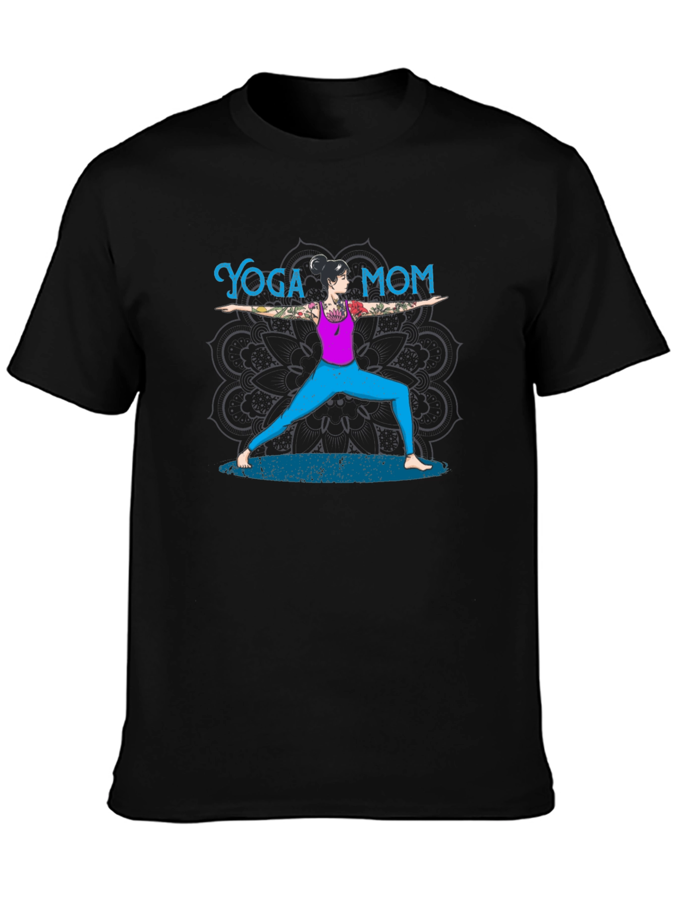 Black Yoga Mom T-Shirt - Black, Casual view 3