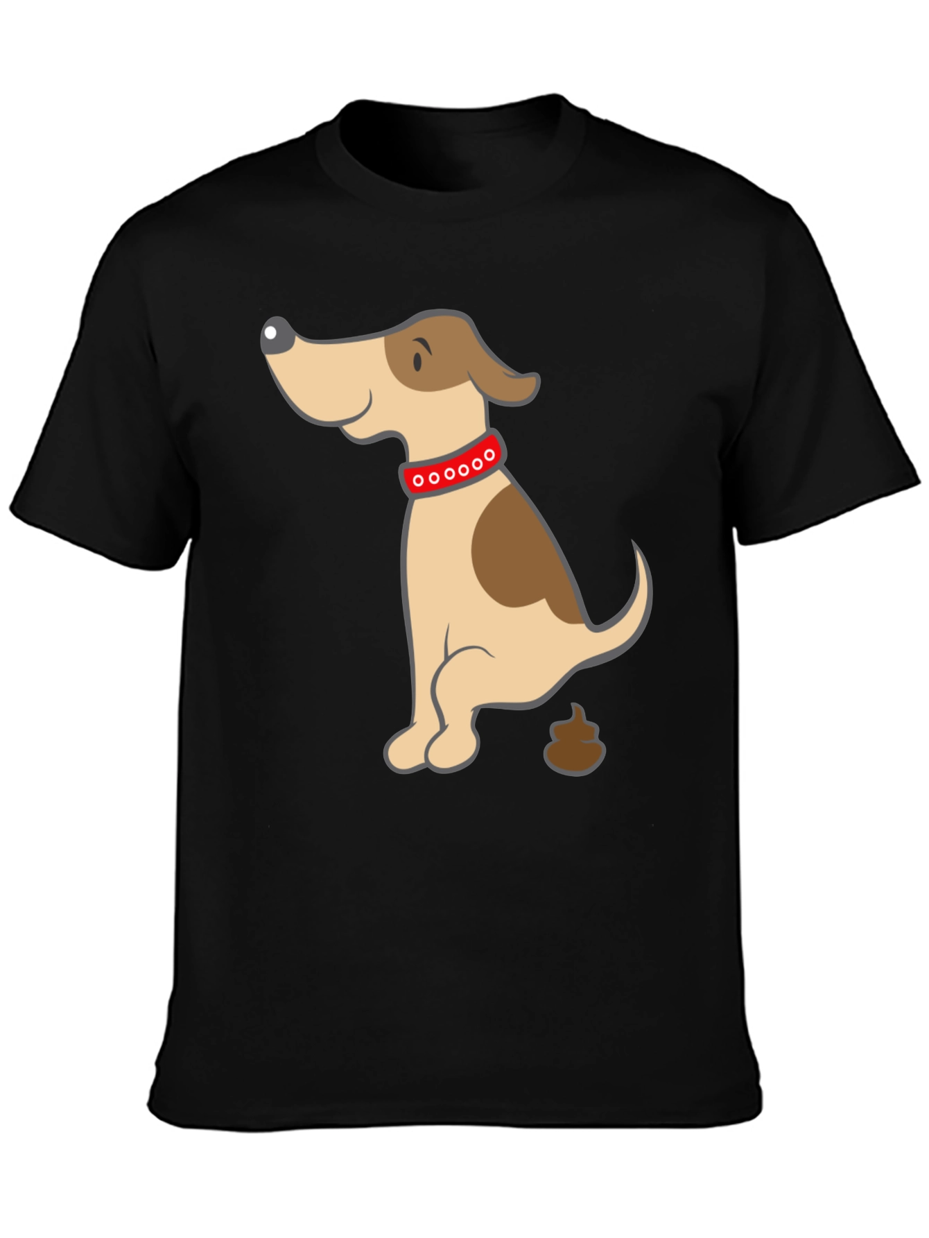 Black Funny Dog Poop Cartoon Black T-Shirt view 3